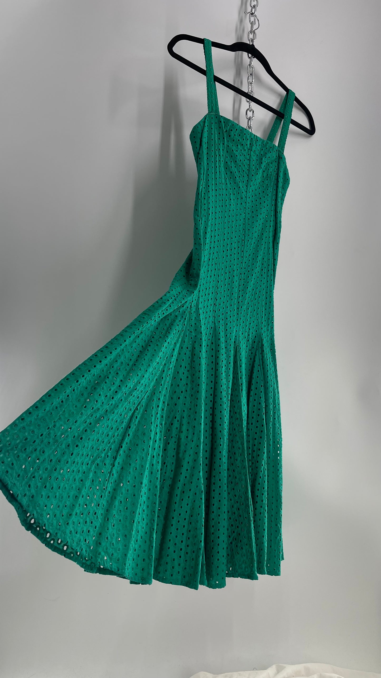 Maeve Anthropologie Kelly Green Eyelet Lace Midi Dress (2)