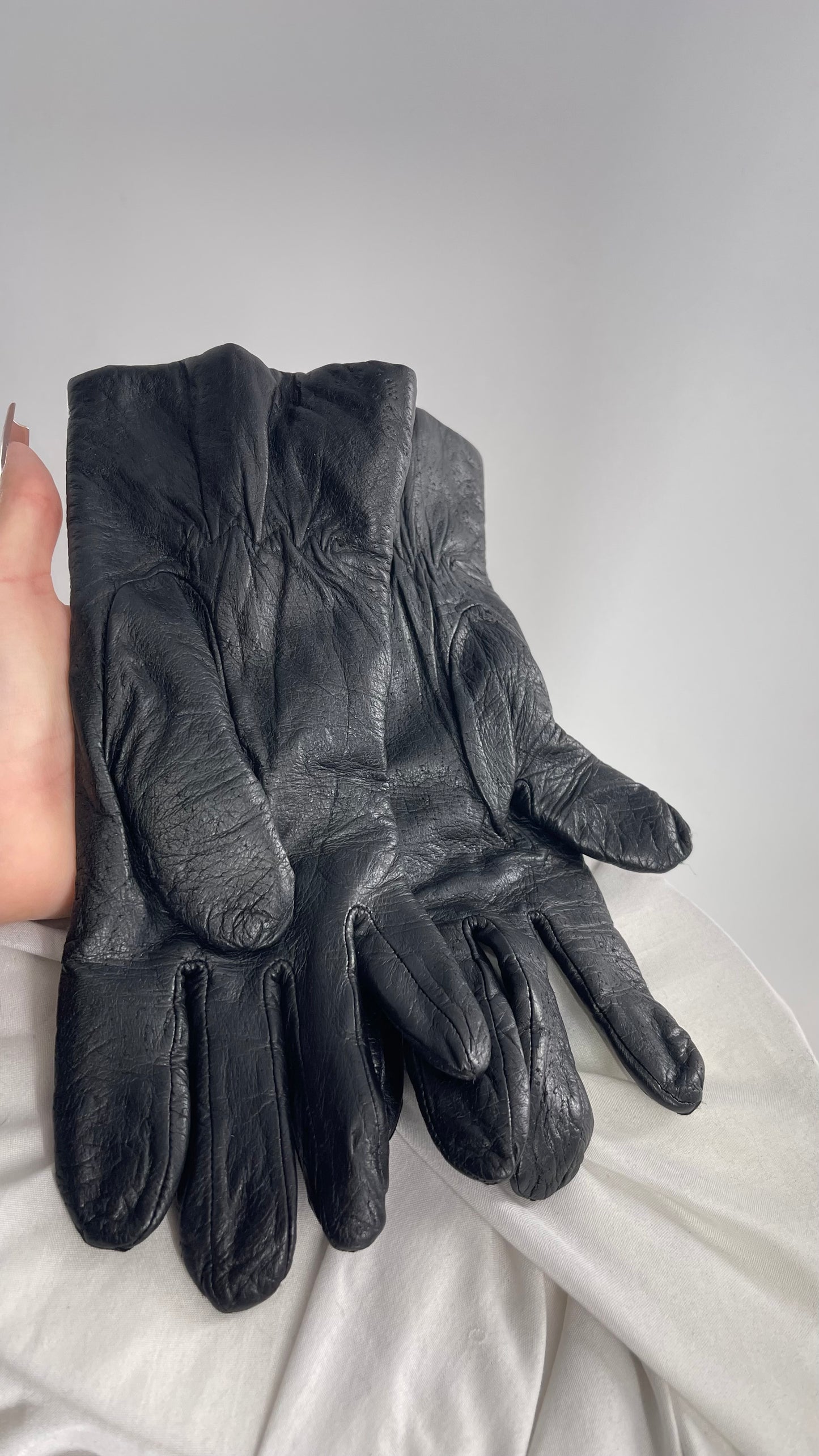 Vintage Black Leather Gloves