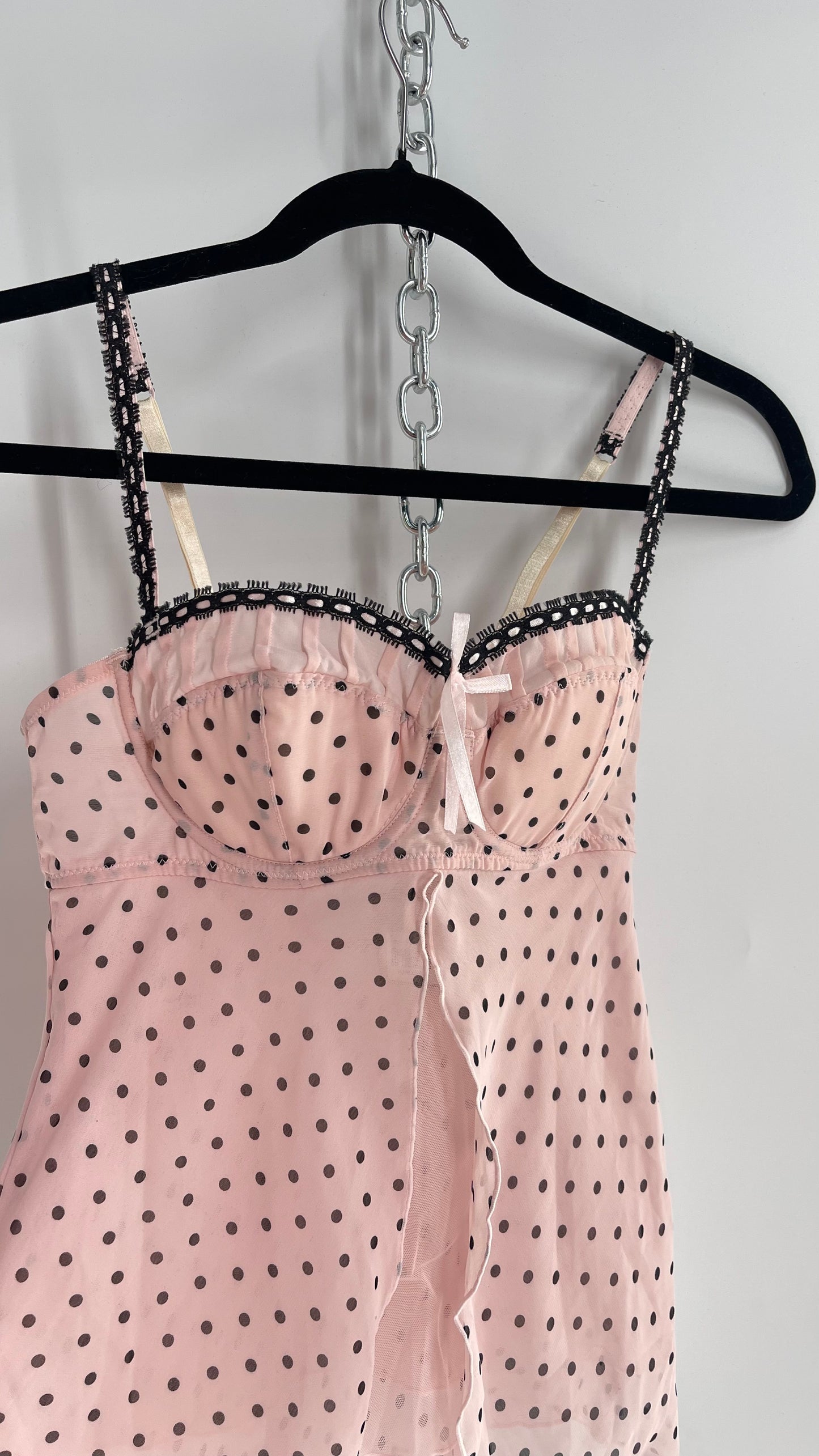 Vintage Native Intimates Baby Pink Polka Dot Bustier (34C/Medium)