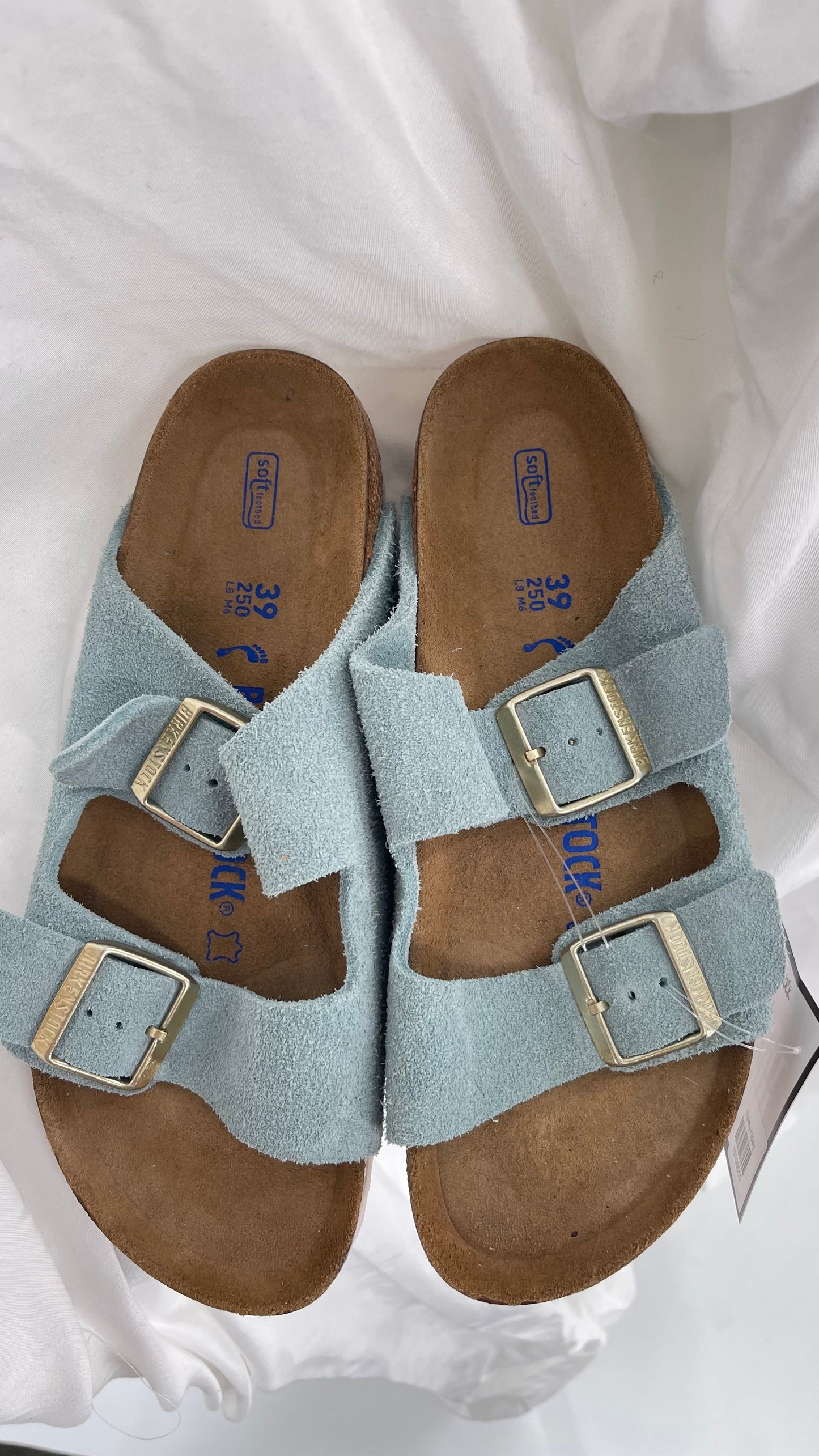 Birkenstock Powder Blue Suede Double Strap Sandal (39/8)