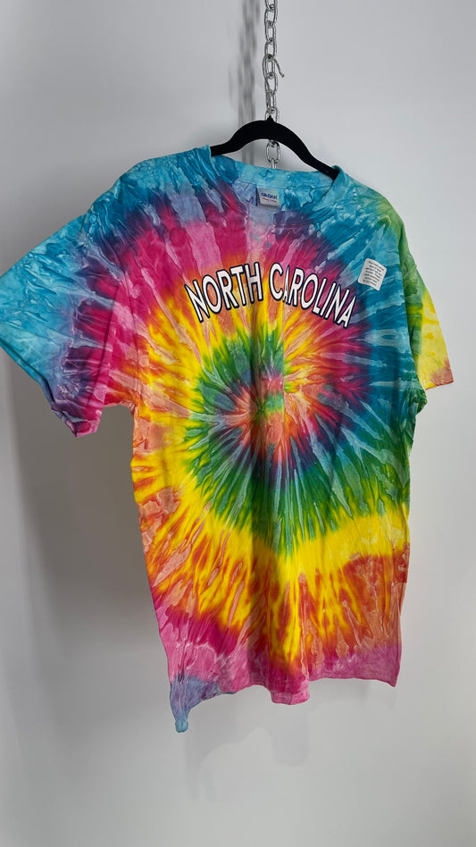 Deadstock Vintage North Carolina Tie Dye T Shirt (Large)