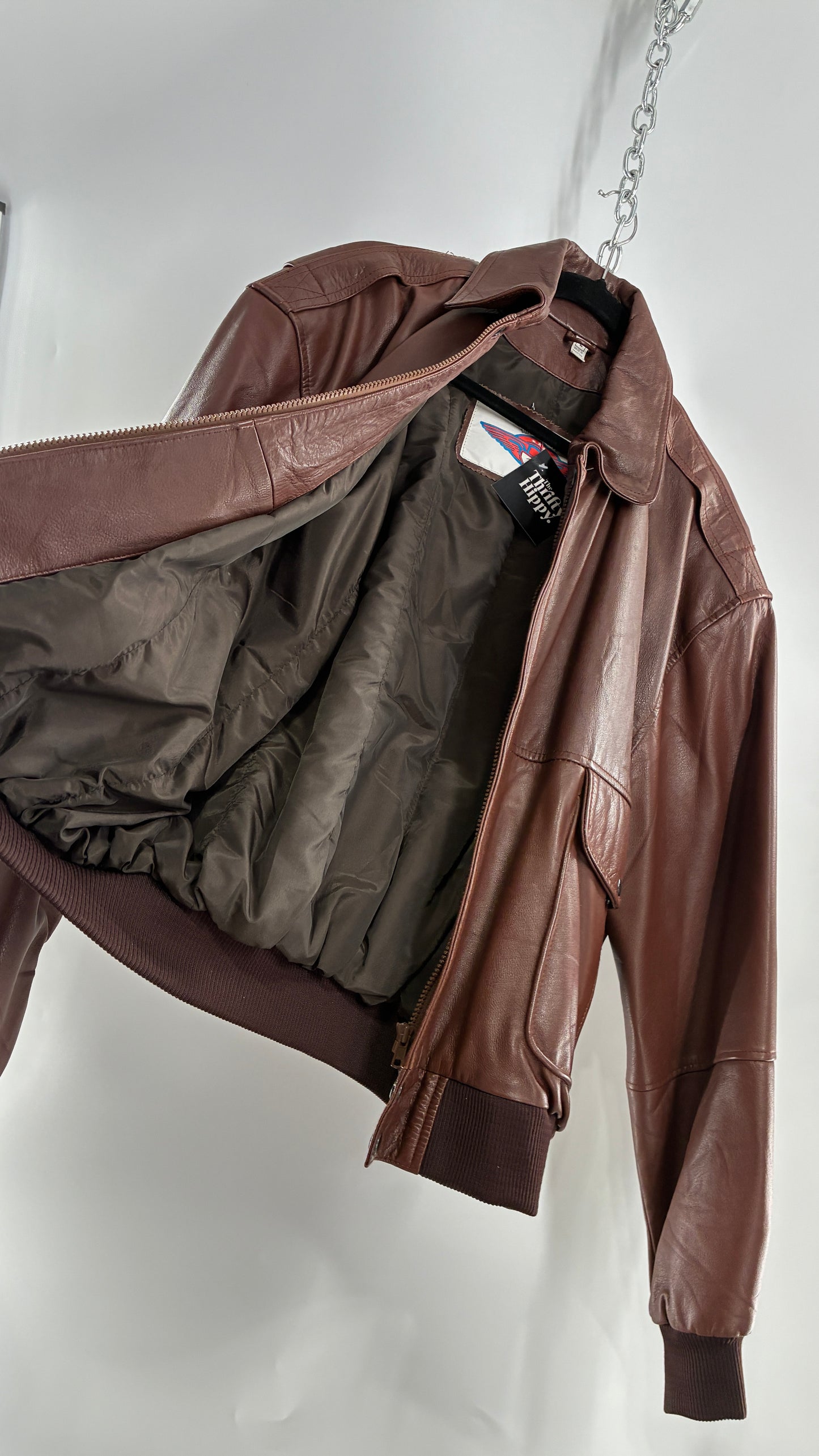 Vintage SUPER FORTRESS B2 Brown Leather Bomber Jacket (Large)