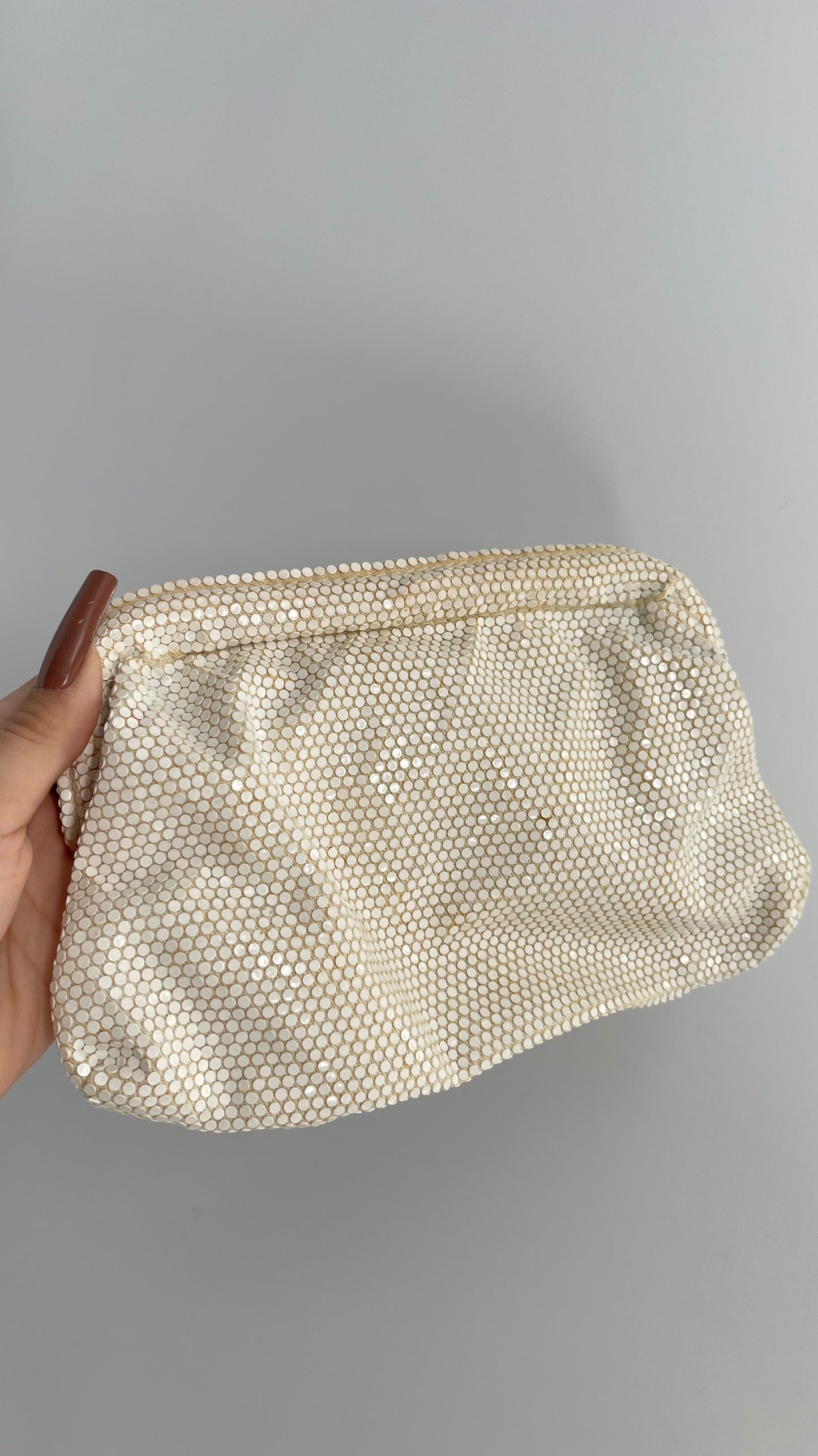 Vintage Luana Off White Mesh Pouch/clutch