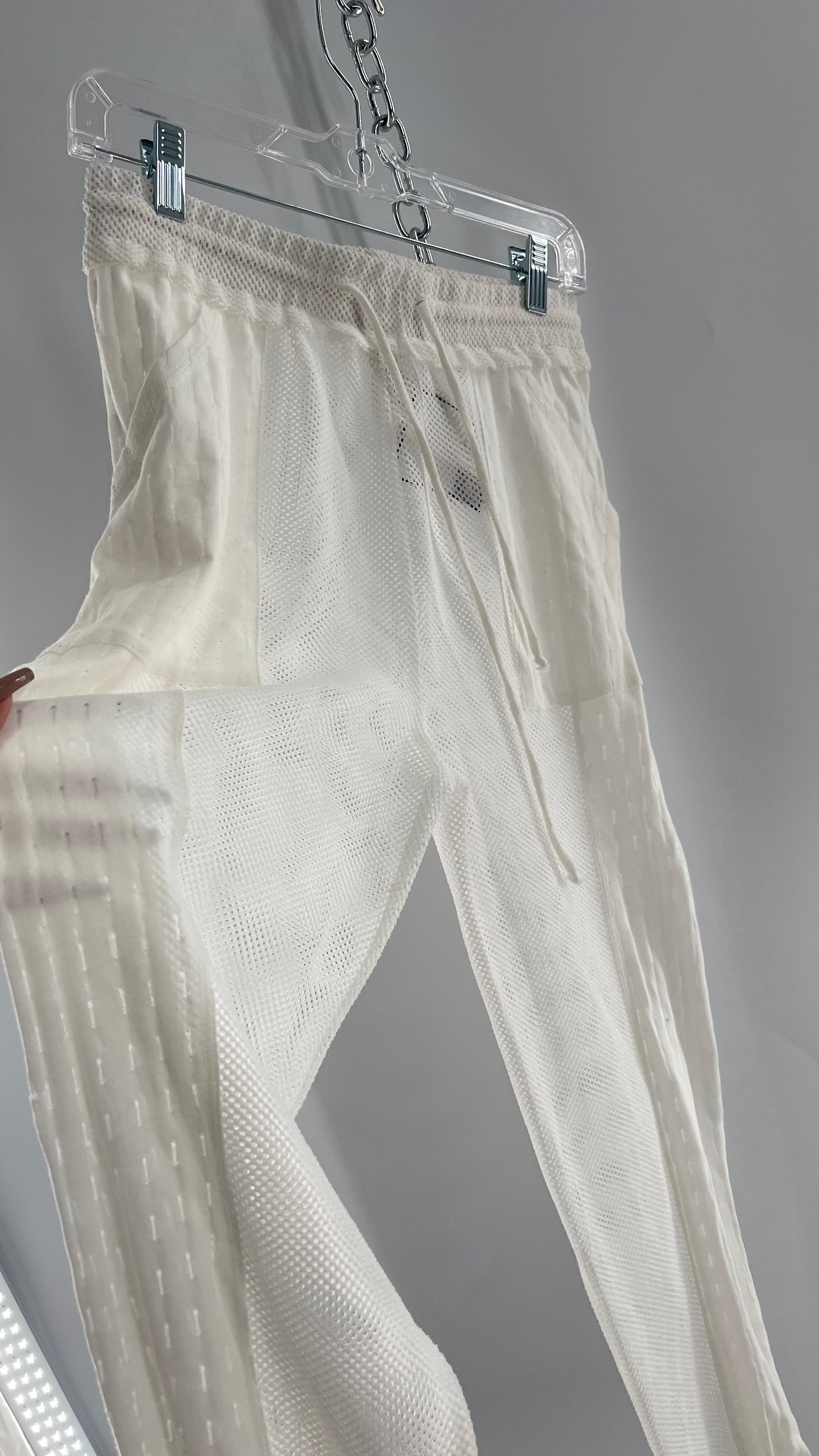 Free People Movement White Mesh Patchwork Lounge/Athletic Pants (XS)