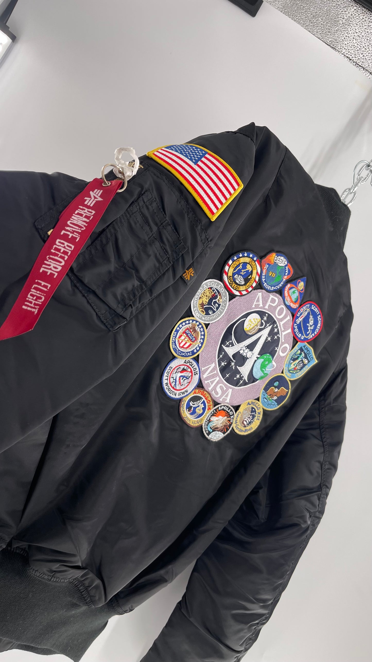 NASA Black Bomber Jacket with Tons of Patches Never Worn with Tags (XXL)