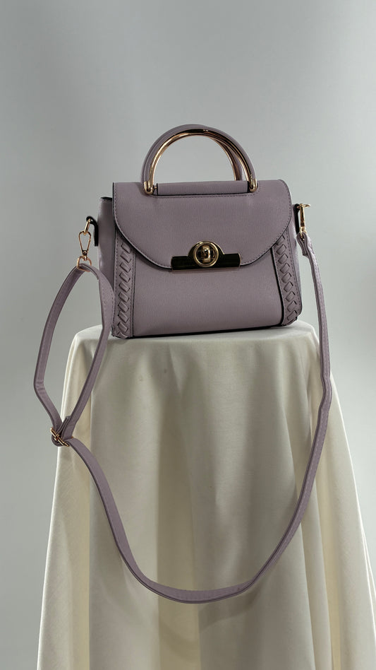 Lilac Purple Handbag and Crossbody with Gold Hardware