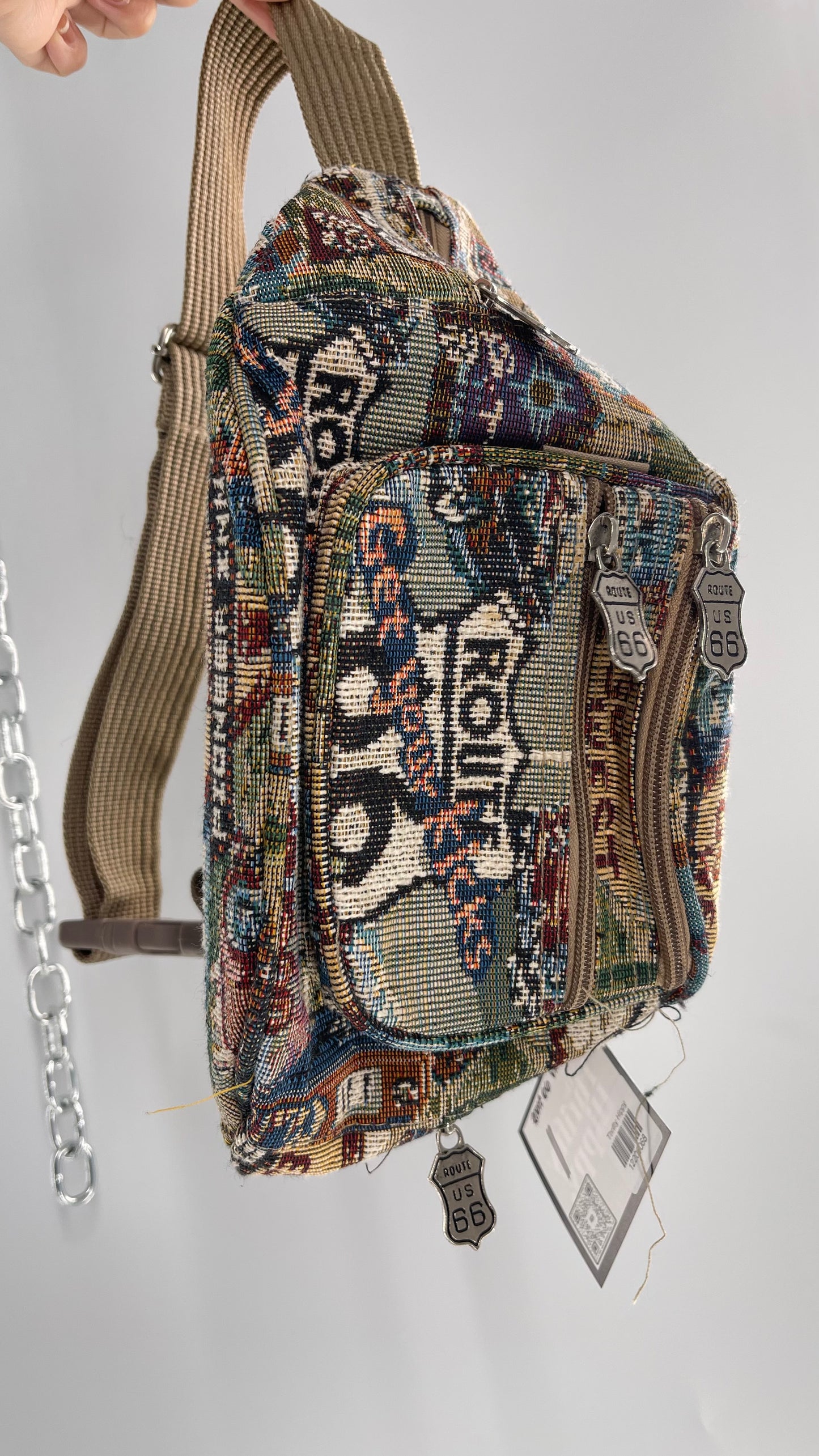 Route 66 Tapestry Fanny Pack with 6 Pockets