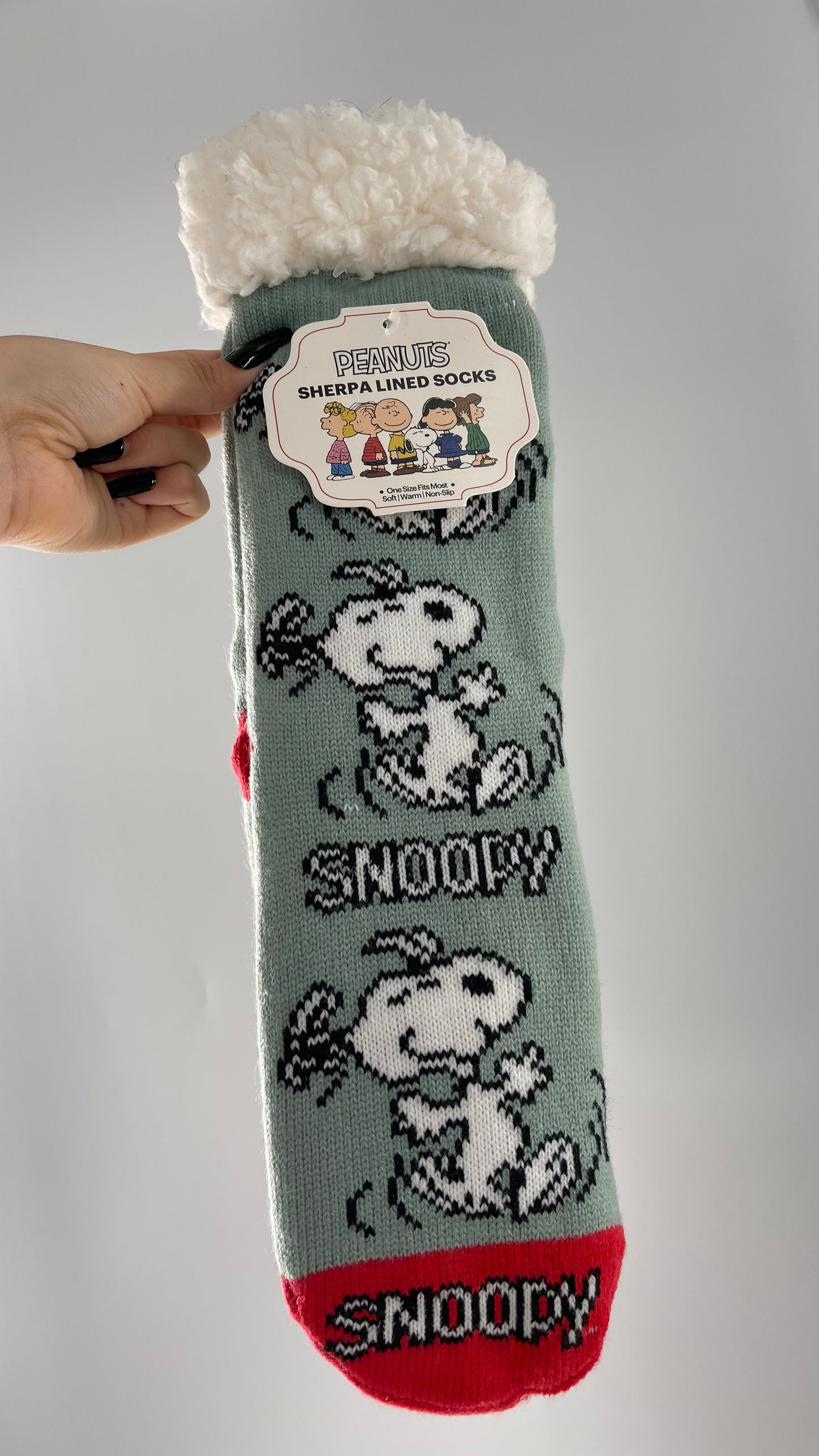 Fluff Lined Thick Knit Snoopy Slipper Socks