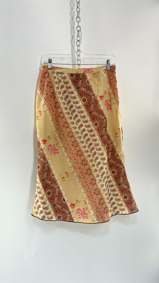 Vintage JANE DOE Paneled Skirt with Embroidered Sequin Details (Large)