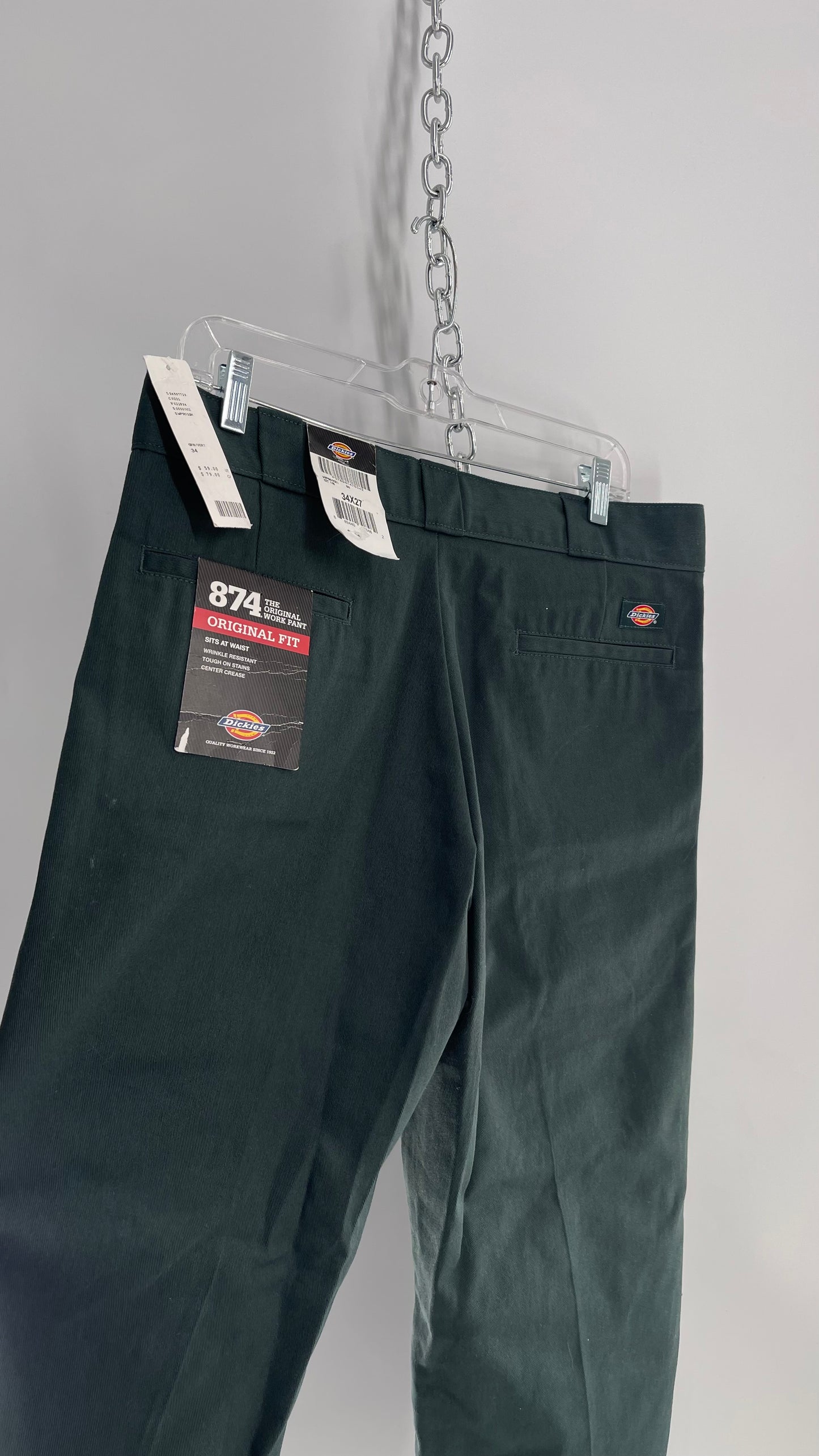 Dark Green Dickies Original Fit 874 Work Pants (34x37)