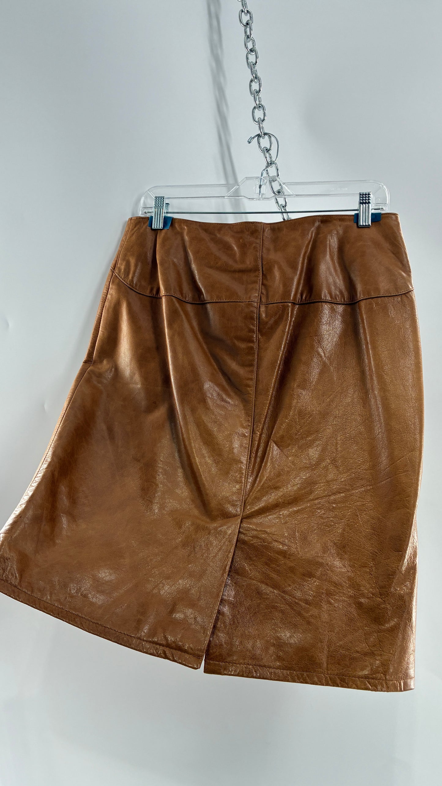 Vintage GAP Camel Leather Hip Skirt with Hip Detail (6)