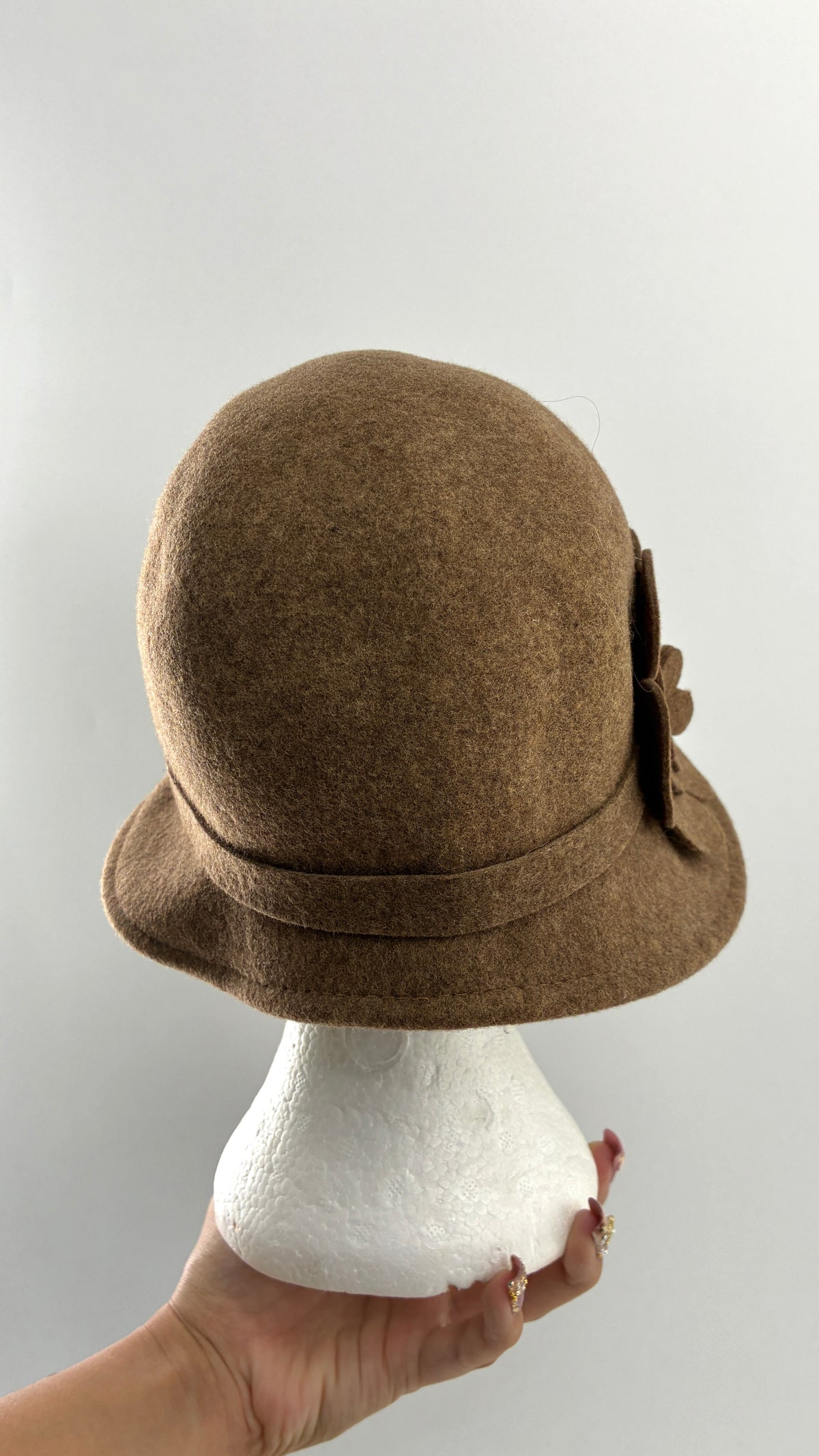 Vintage KATHY JEANNE Millinery 100% Wool Hat with Floral Rosette Appliqué
