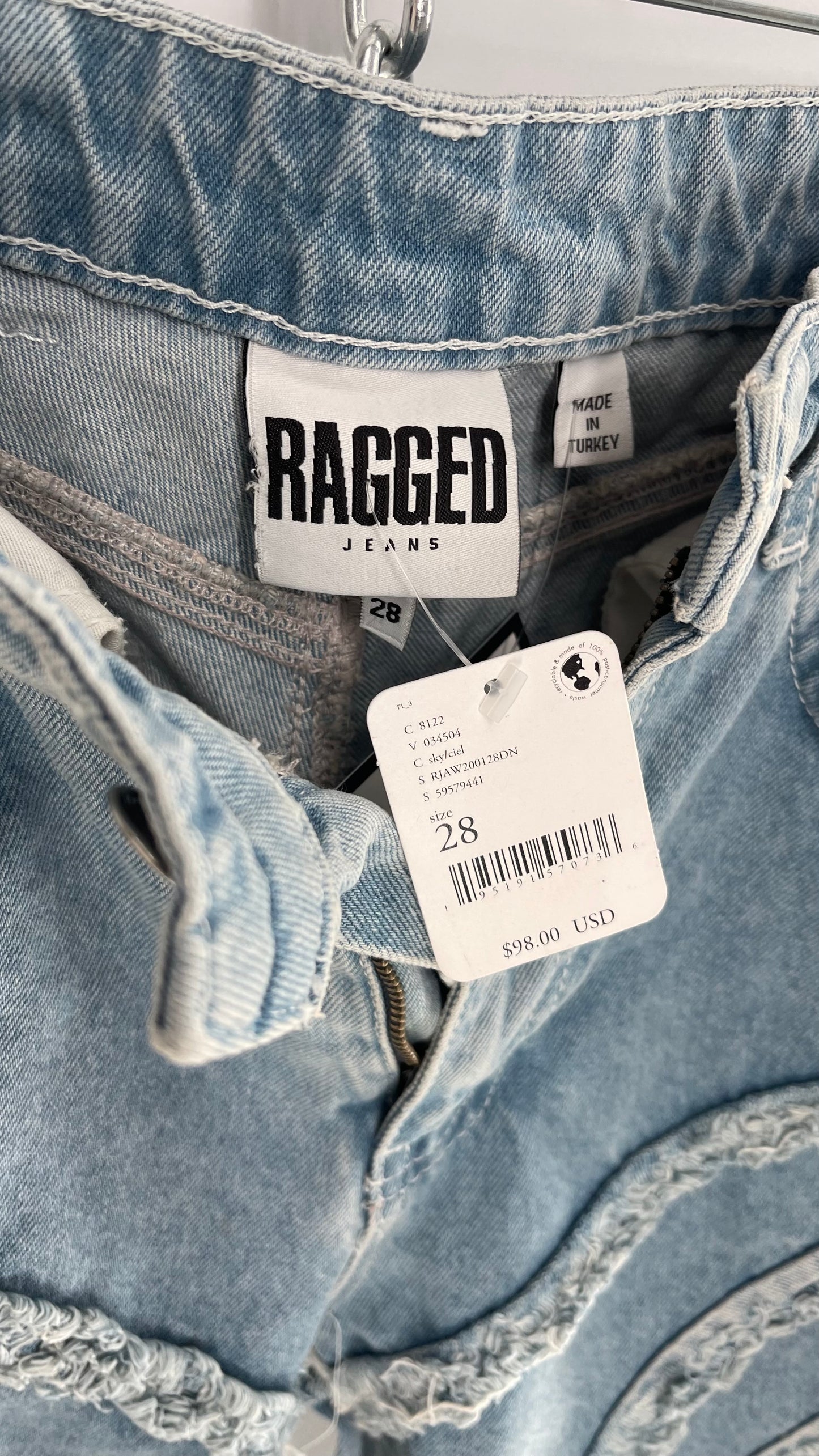 RAGGED PRIEST x Free People Raw Edge Seam Jeans with Tags Attached (28)