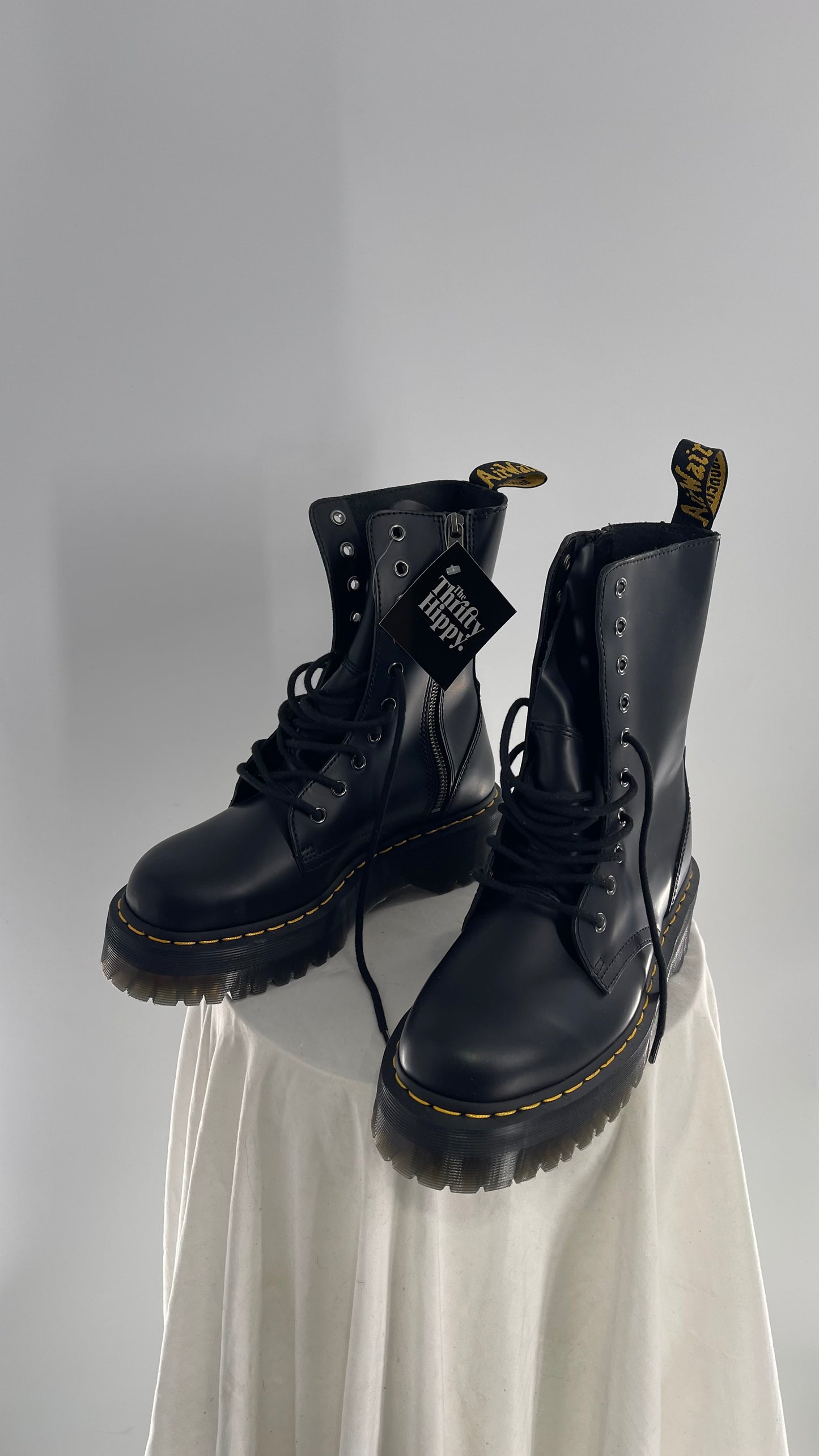 Doc Martens JADON HI Black Patent Leather Platform Boots (8)