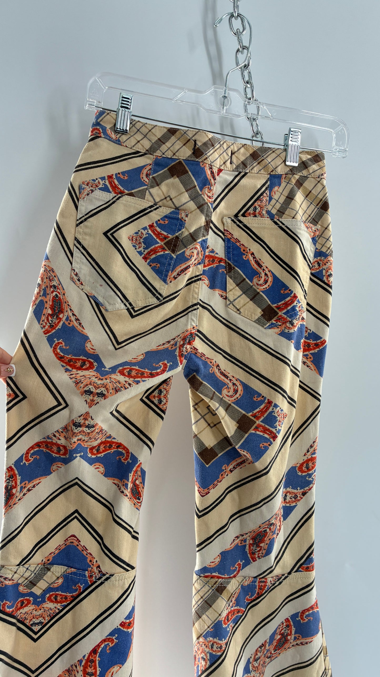 Free People Patterned Plaid Beige Flare Pants (26)