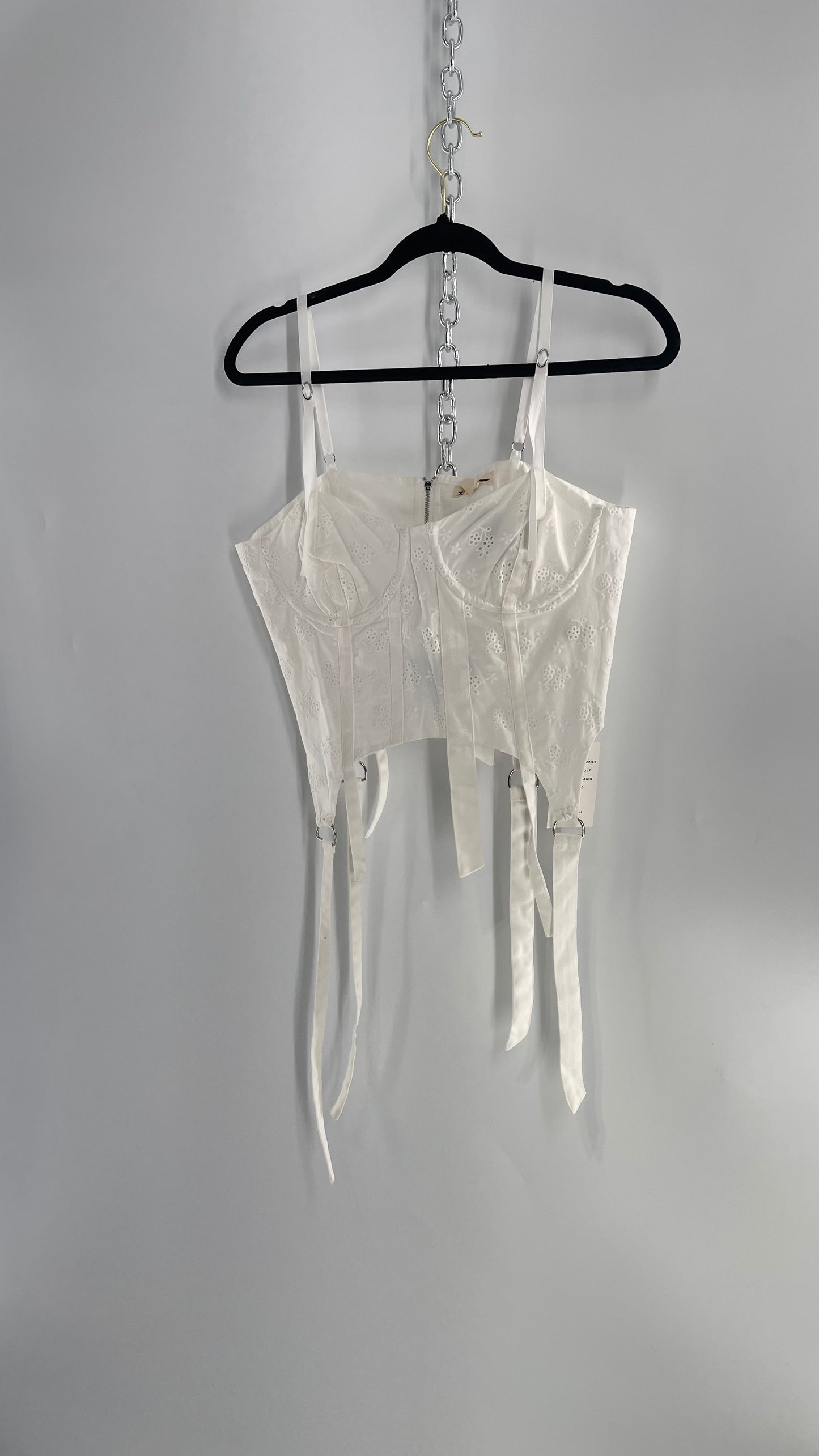 For Love and Lemons White Eyelet Lace Corset with Tags Attached (Large)