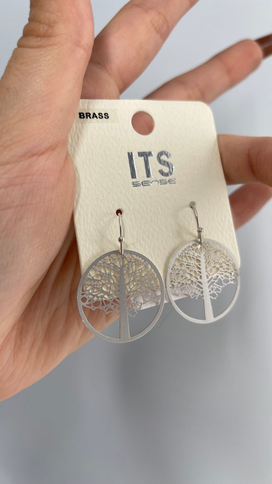 Vintage ITS SENSE Brass Silver Tree Earrings