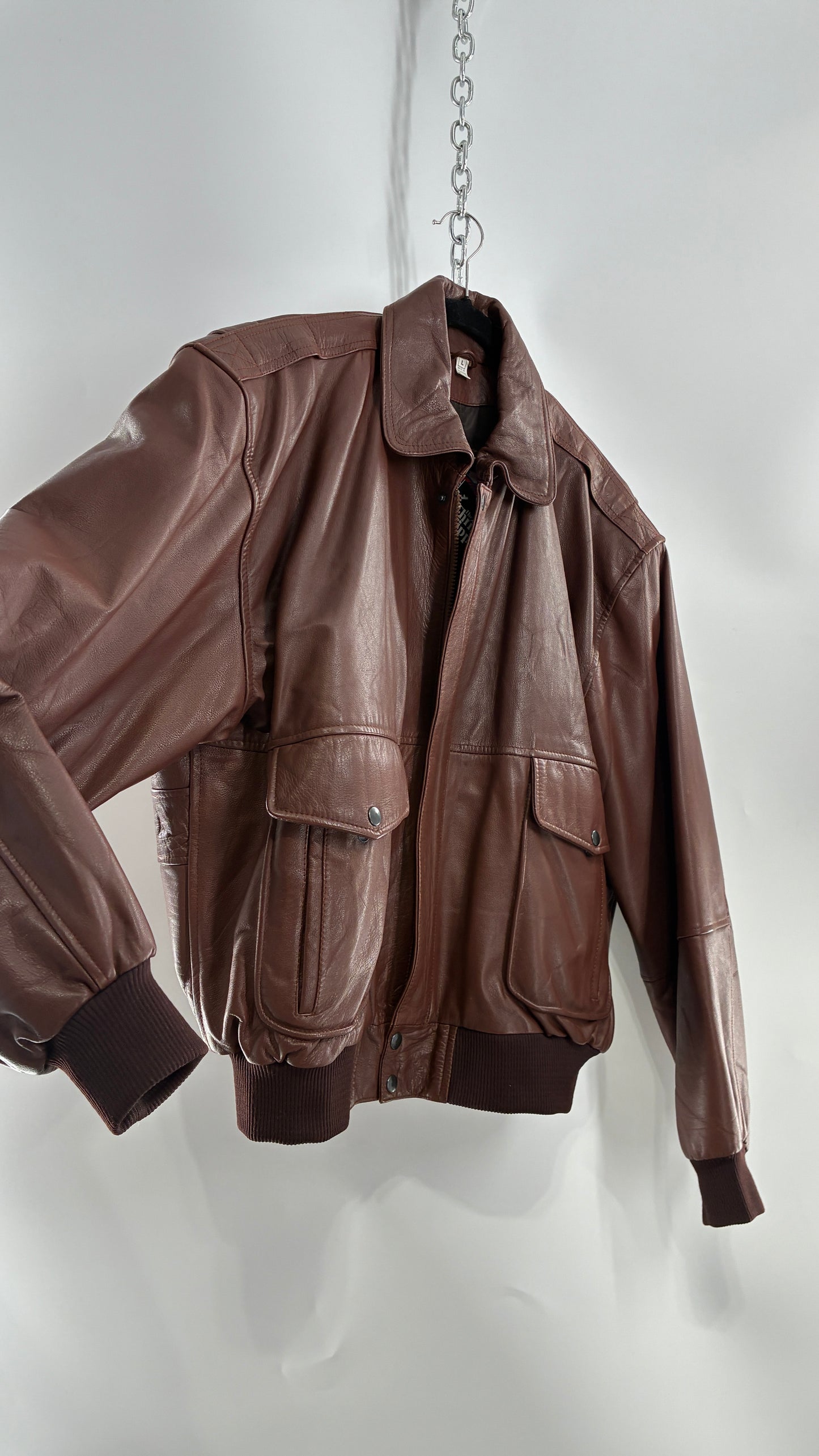 Vintage SUPER FORTRESS B2 Brown Leather Bomber Jacket (Large)