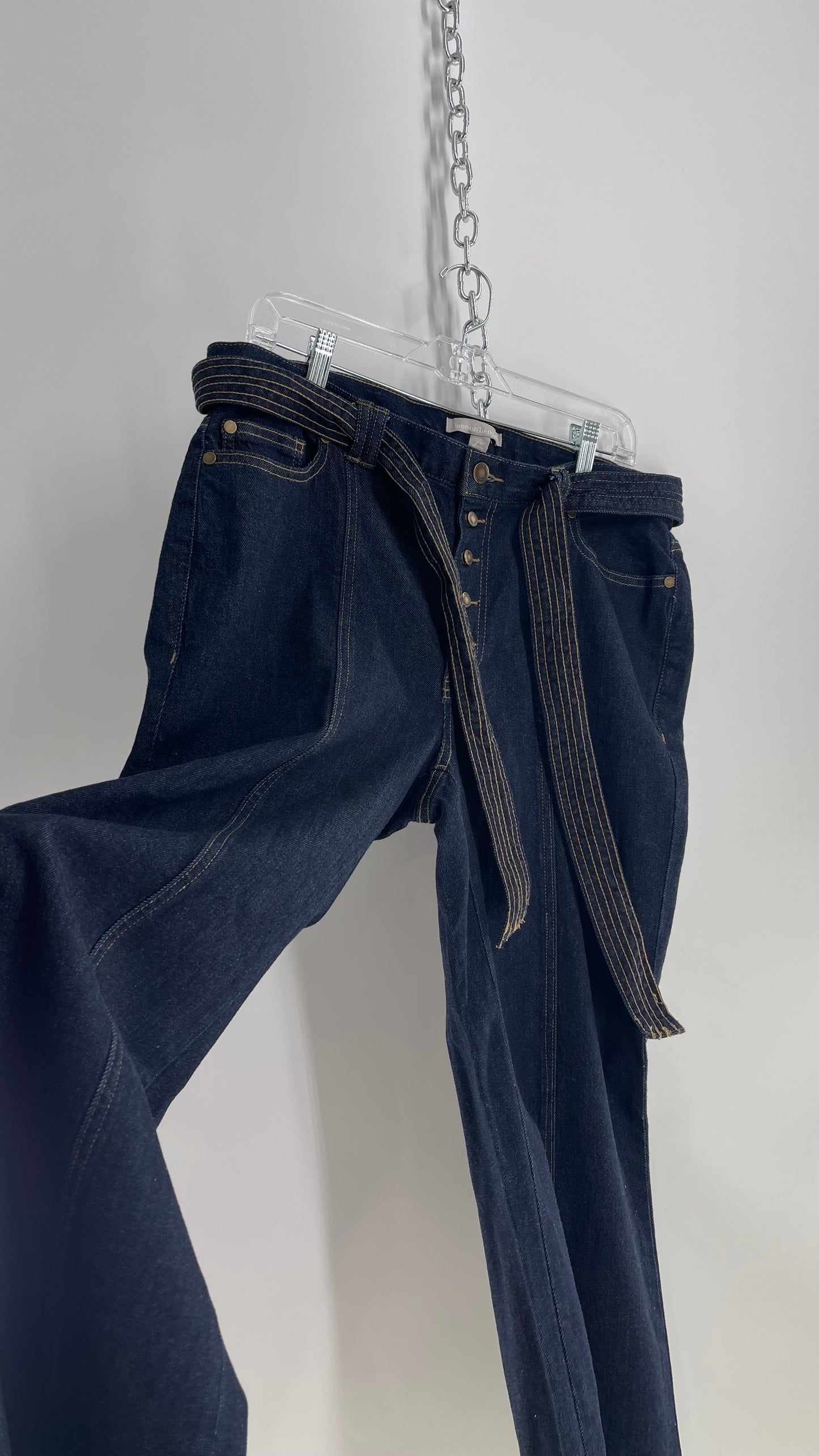 Vintage Woman Within Dark Wash Belted Jeans (14)