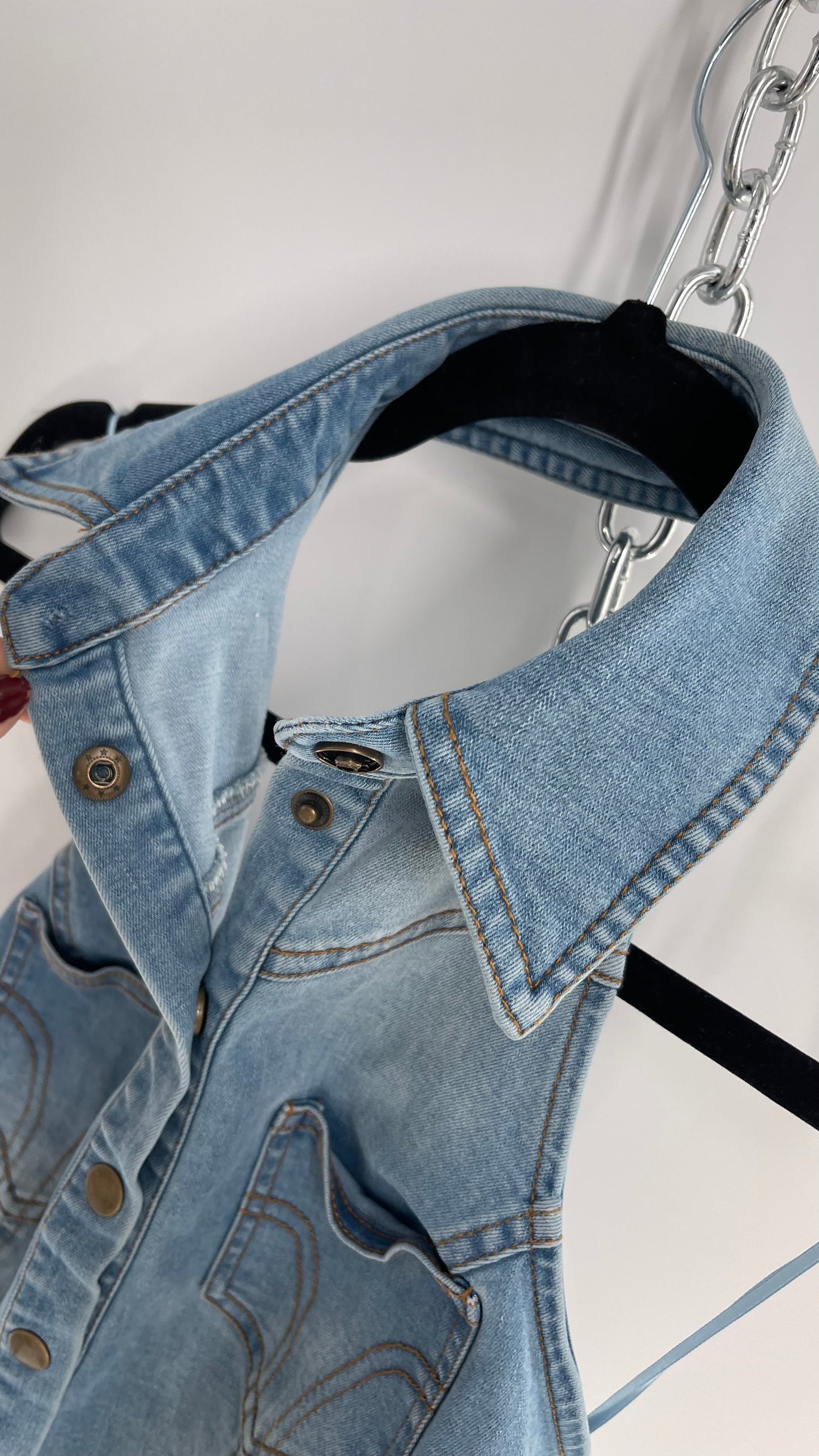 Urban Outiftters Vintage Style Reworked Light Wash Denim Vest (Small)