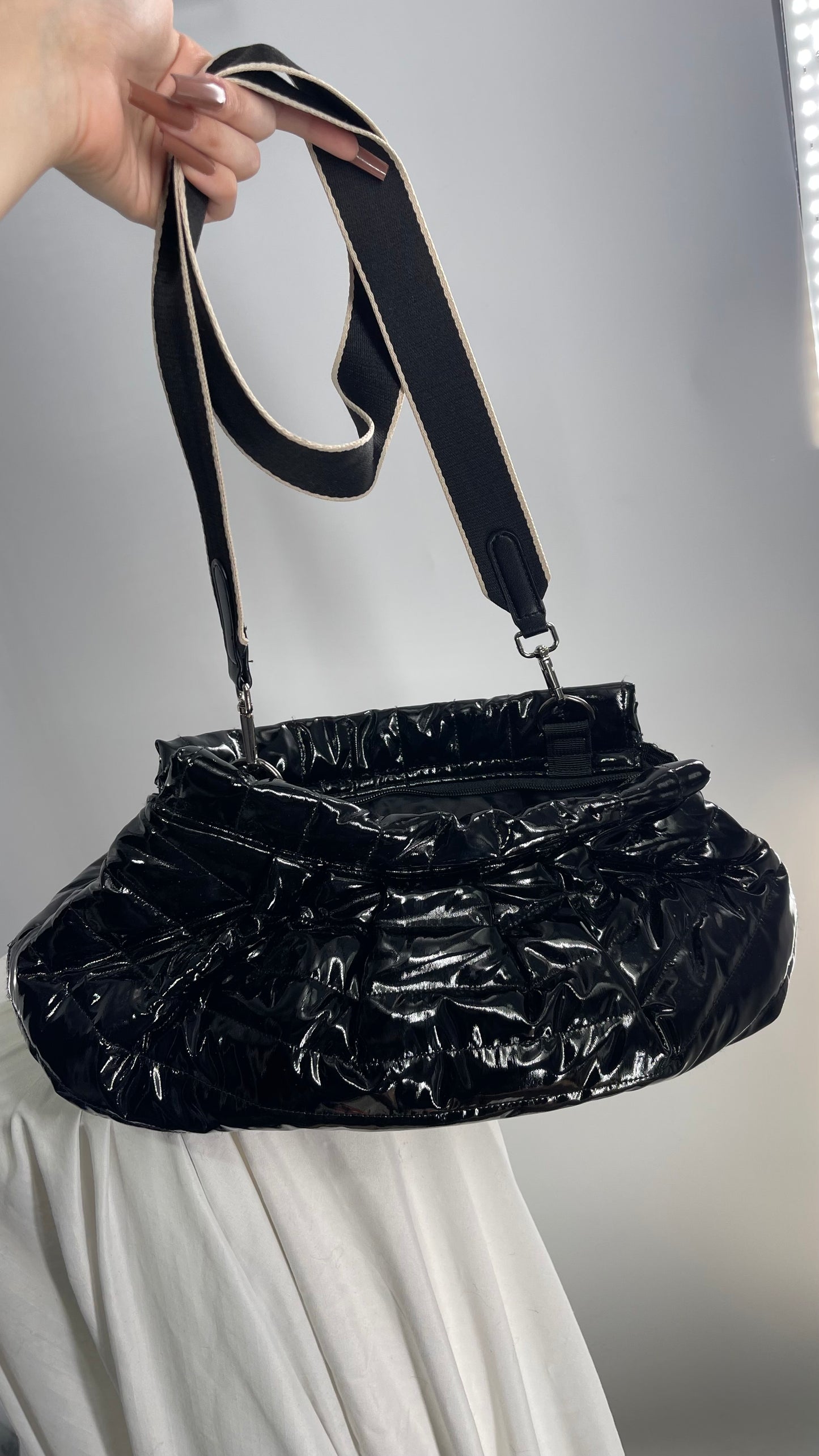 THINK ROYLN Black Puffer Style Bag with Crossbody Strap