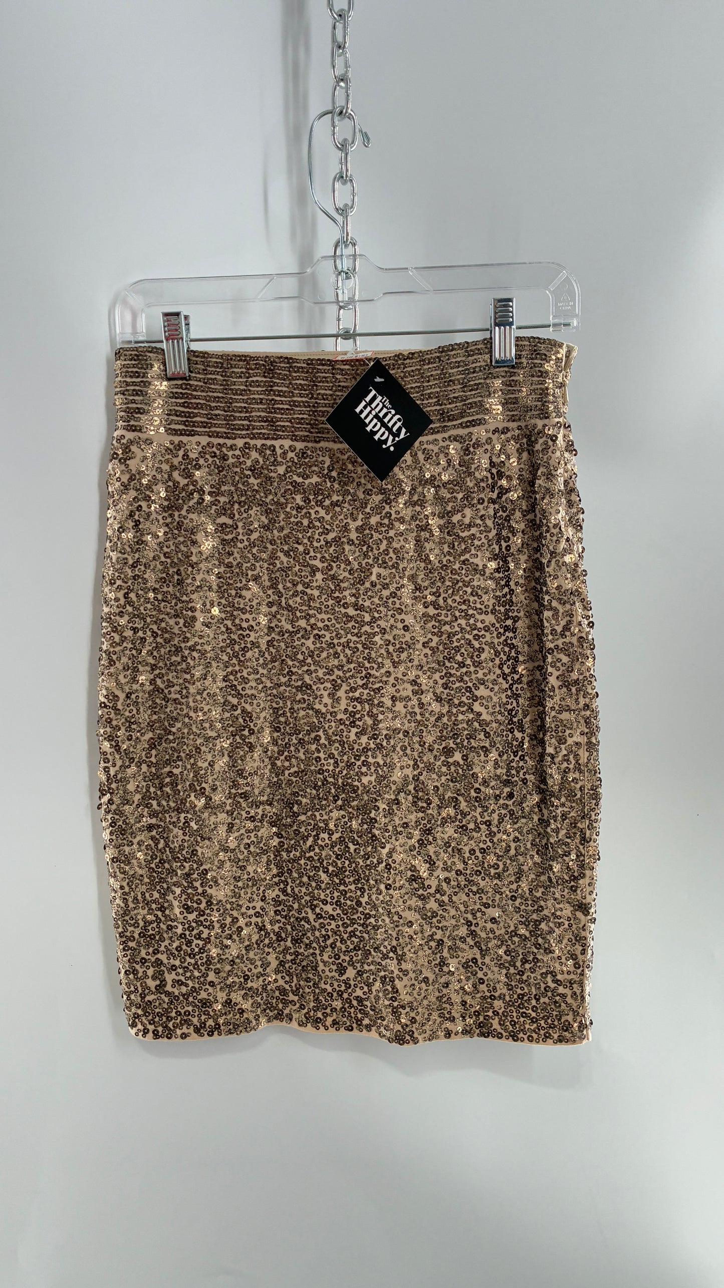 EXPRESS Sequin Bronze Skirt with Thick Band (XS)