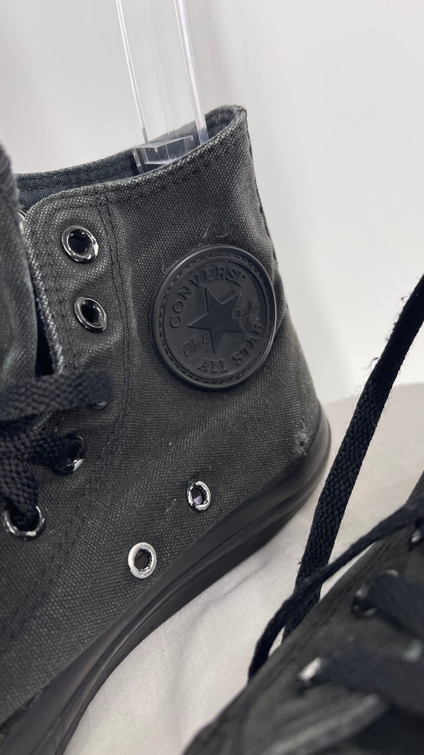 All Black Monochromatic Distressed Rugged Vintage Converse (Men’s 7 Women’s 9)