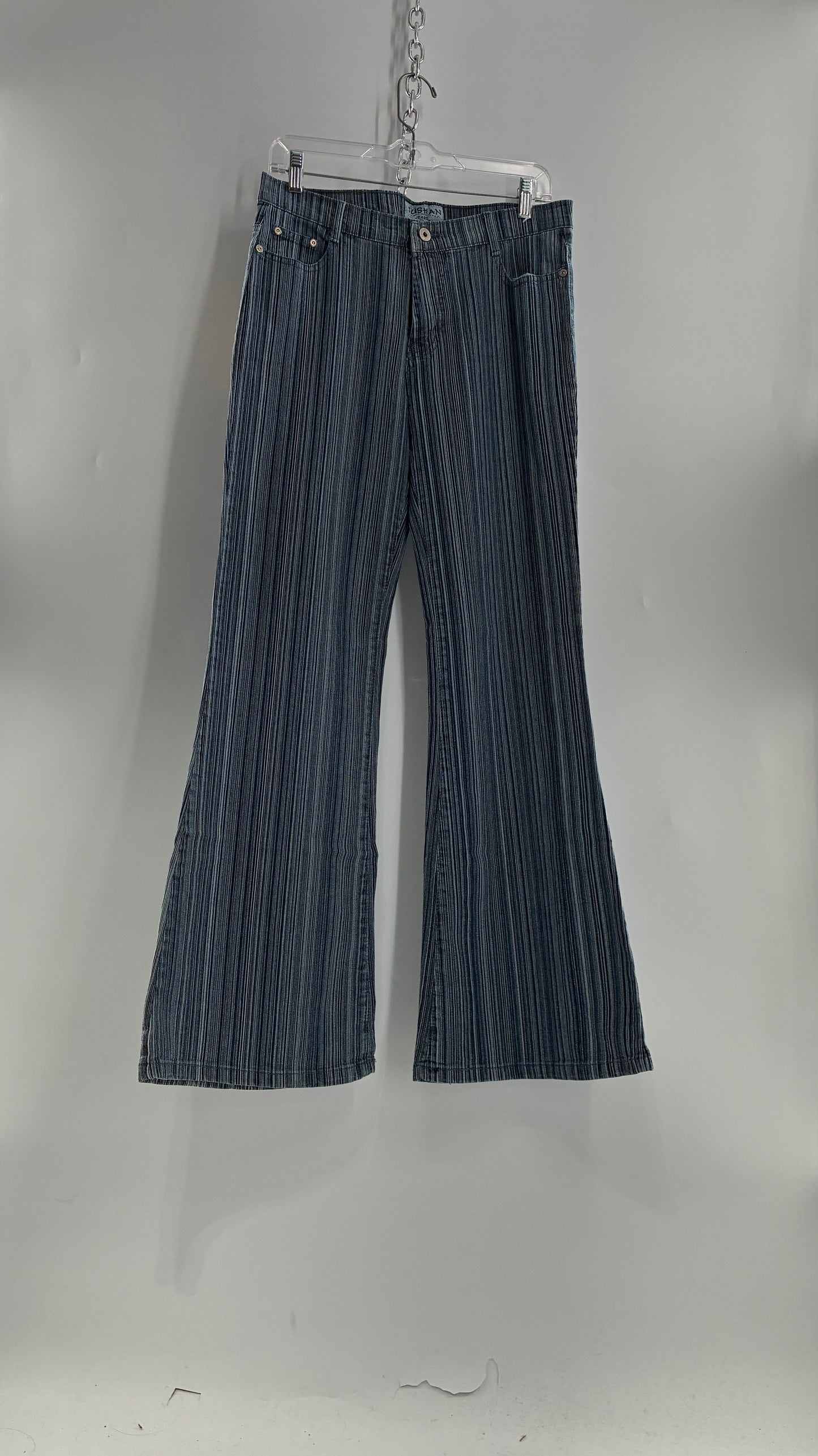 Deadstock Vintage SUSHAN Striped Denim Kickflares (XL)
