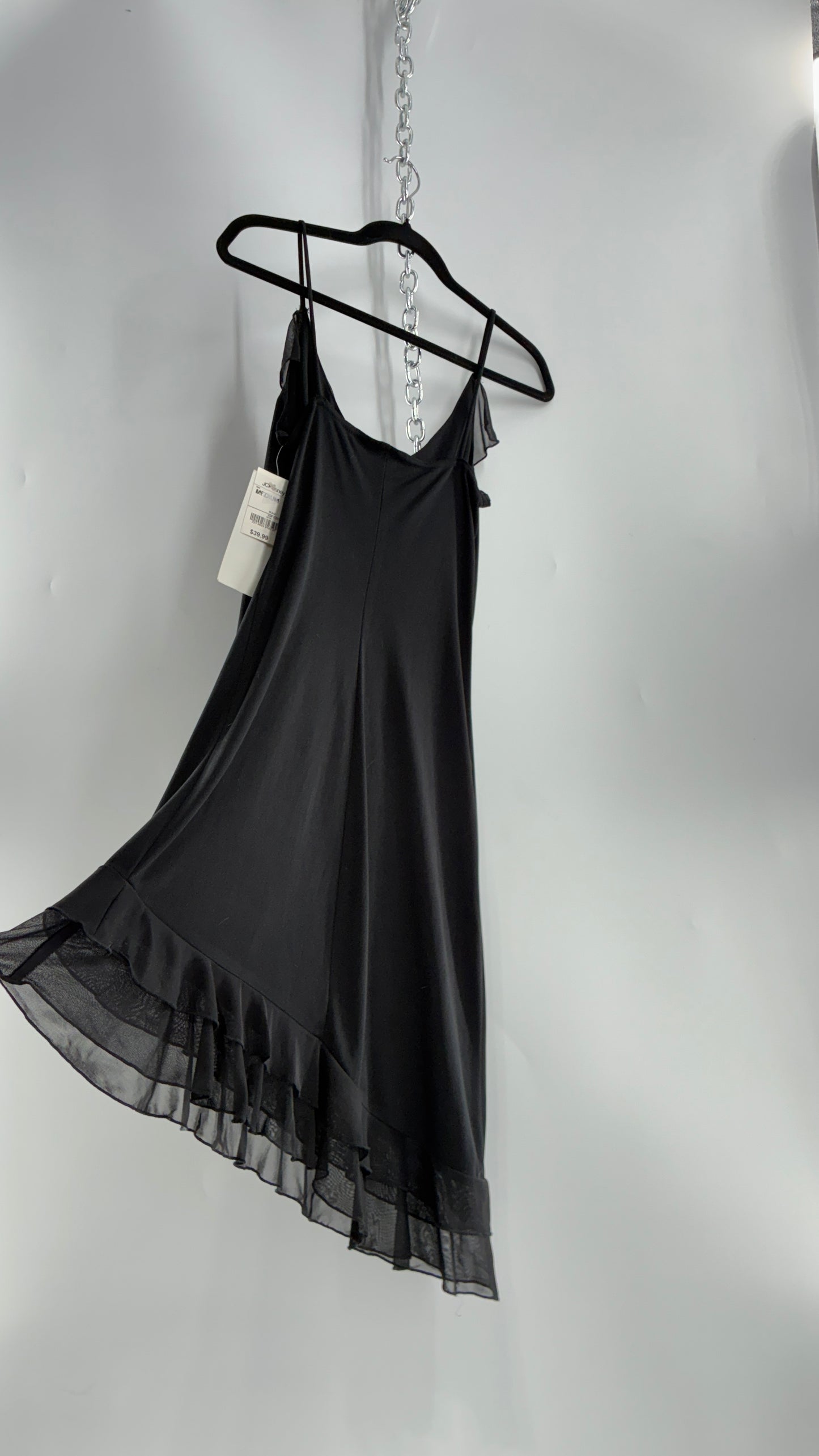 Deadstock Vintage City Triangles Black Asymmetric Dress (Medium)