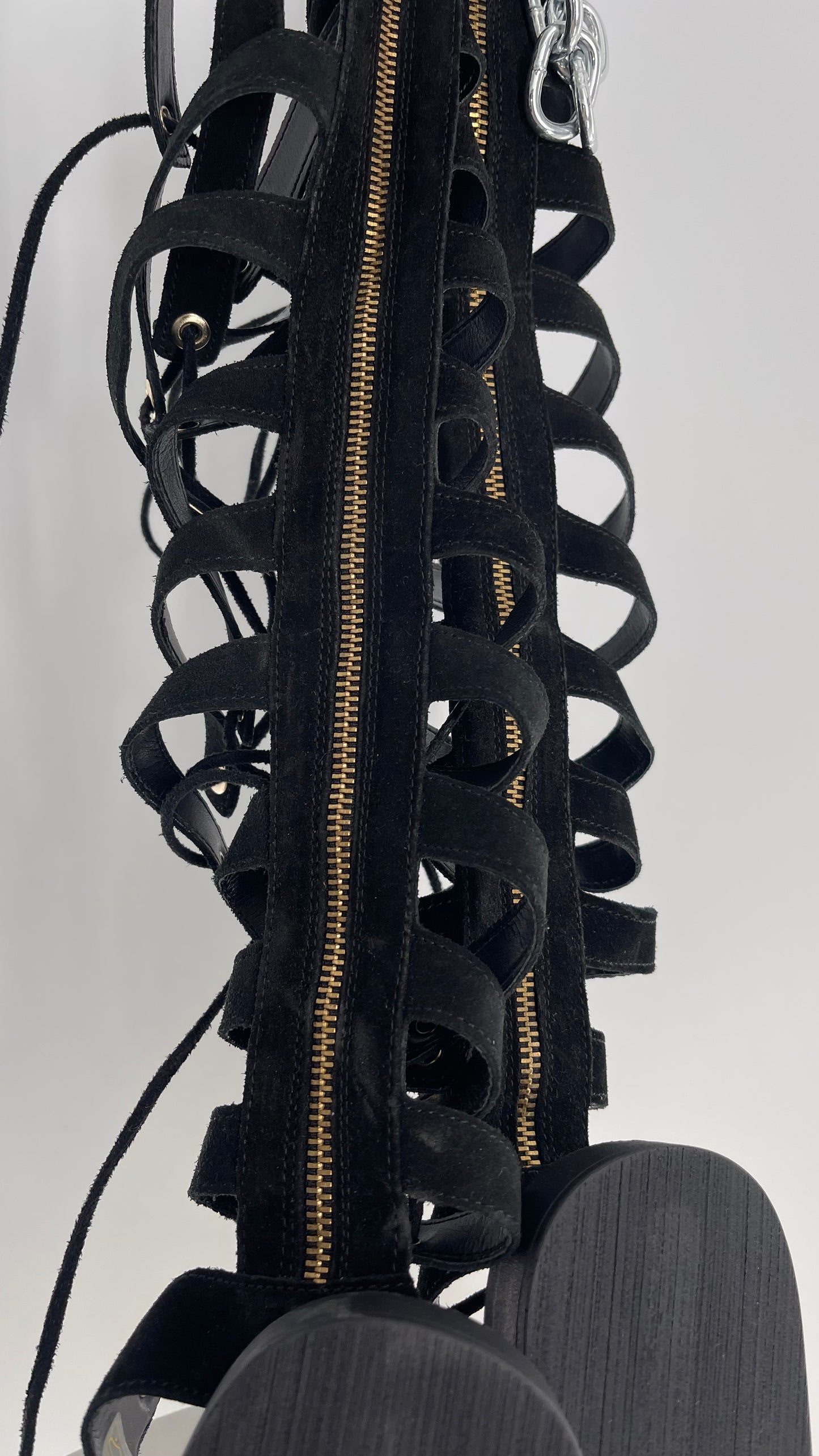 Free People Black Suede Gladiator Sandals Sun Chaser (38.5)