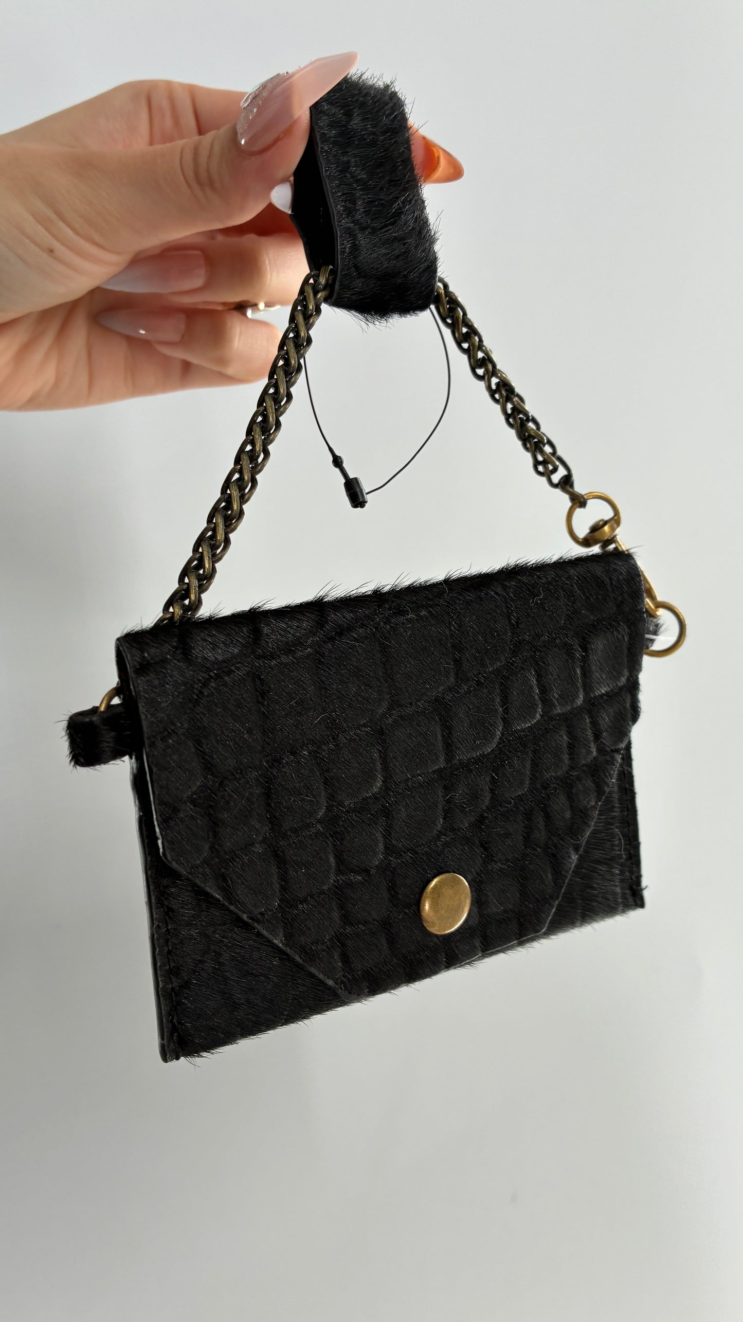 Free People Leather Belt Coin/Card Pouch with Brass Hardware