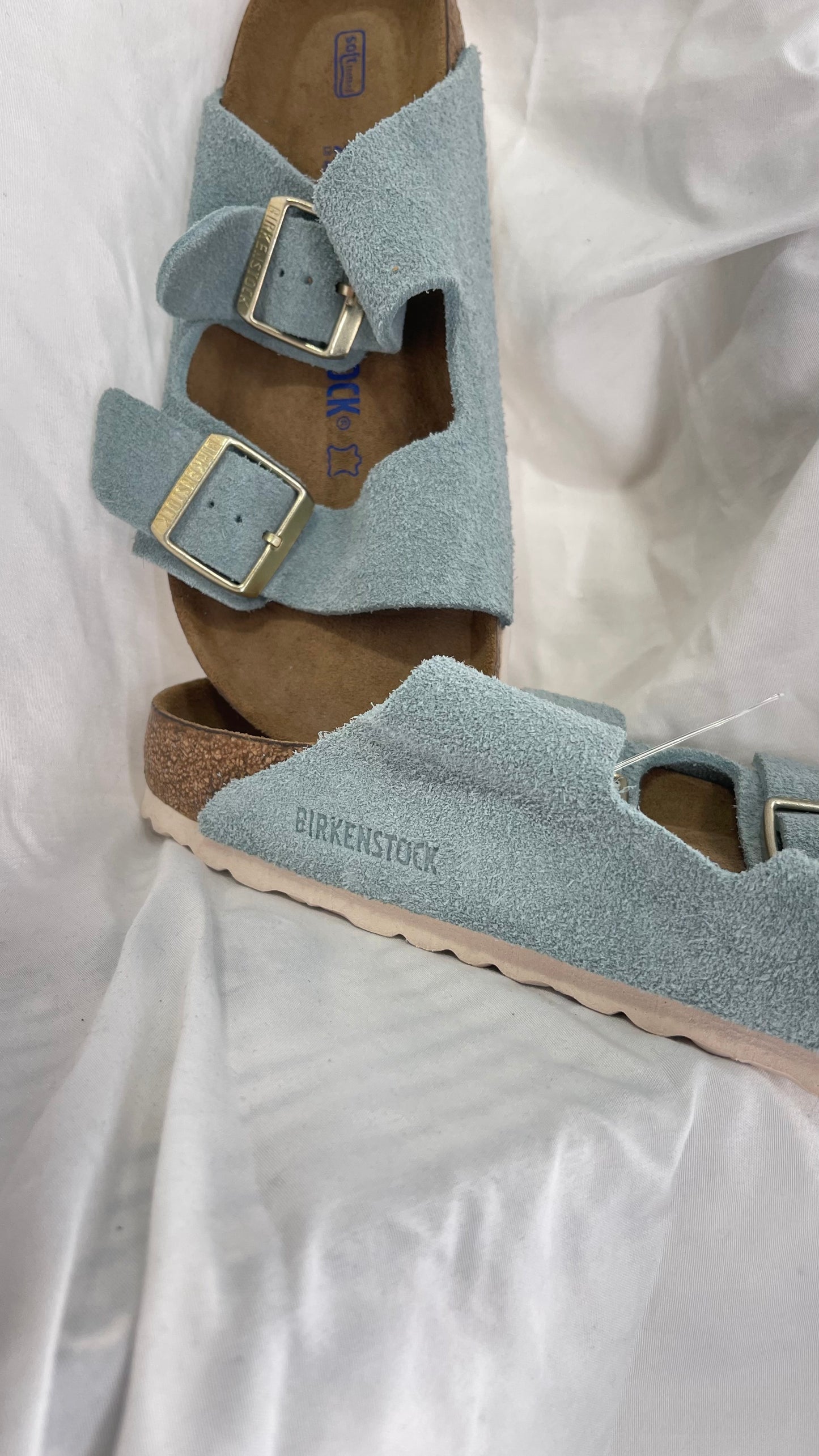 Birkenstock Powder Blue Suede Double Strap Sandal (39/8)