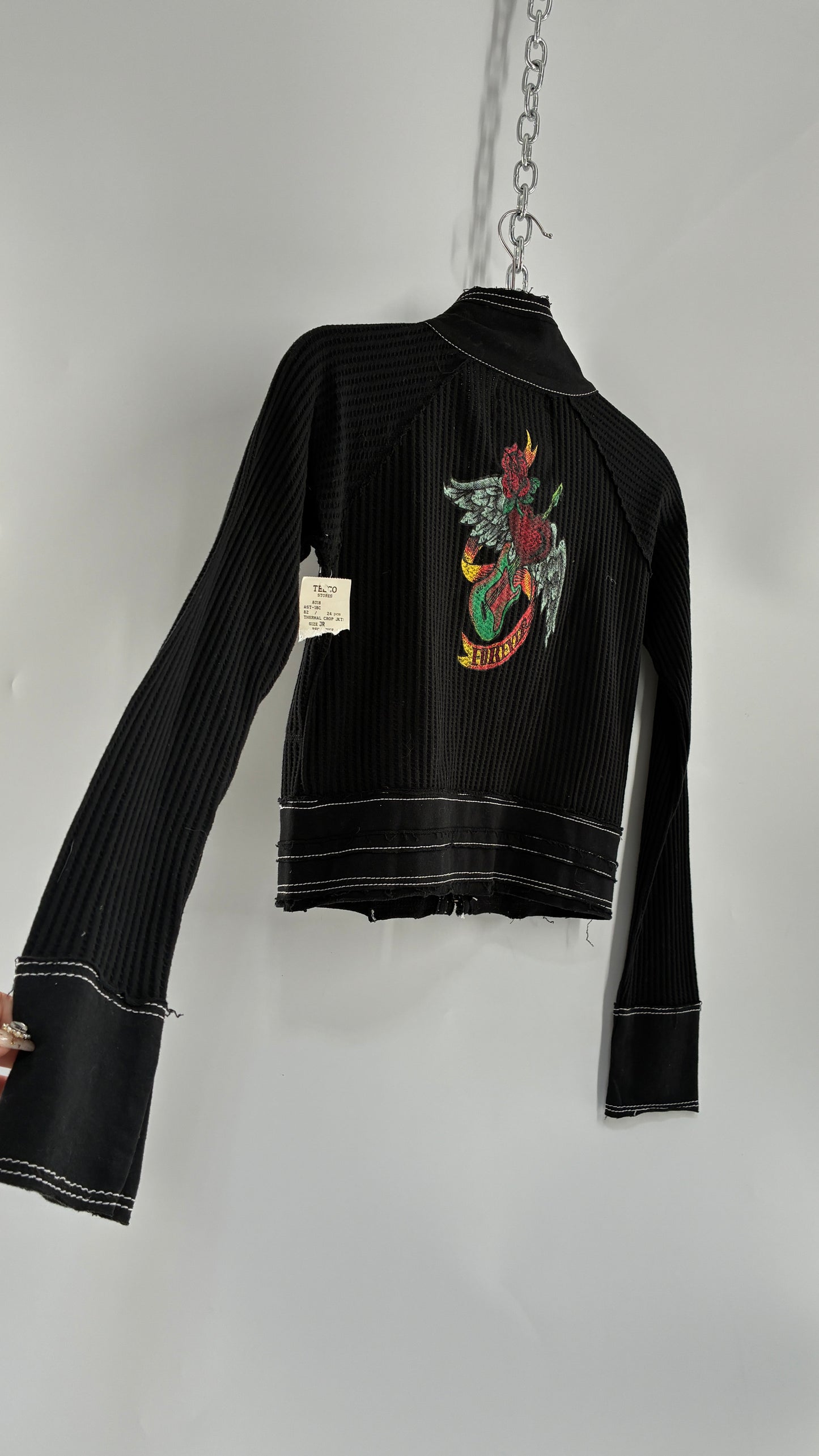 Deadstock 1990s Vintage WILD PUNCH Cropped Graphic Zip Up (Large)