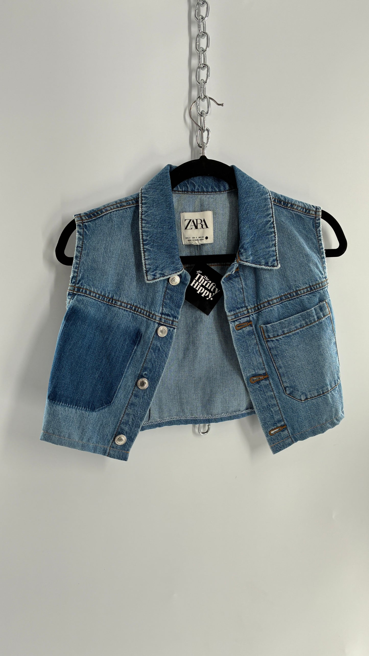 ZARA Cropped Denim Vest Top  (Small)