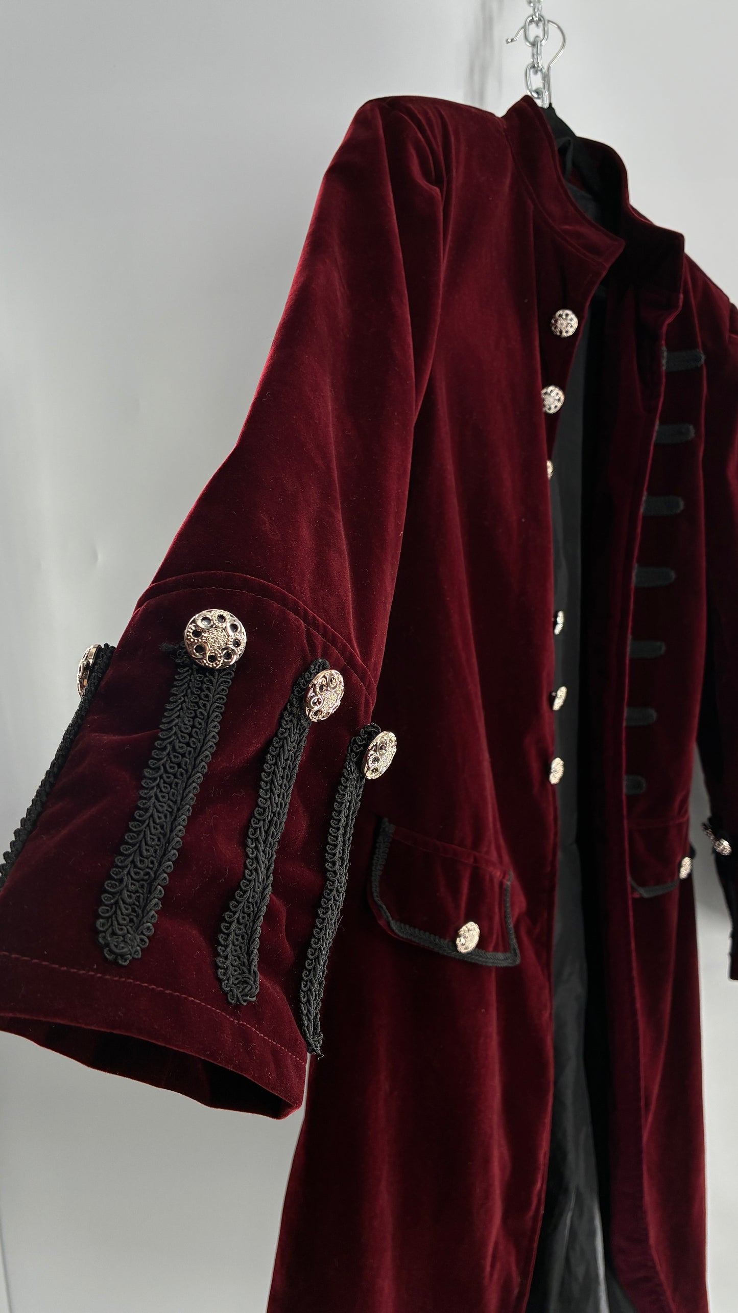 Velour Crimson Steampunk Drummer Coat (XL)