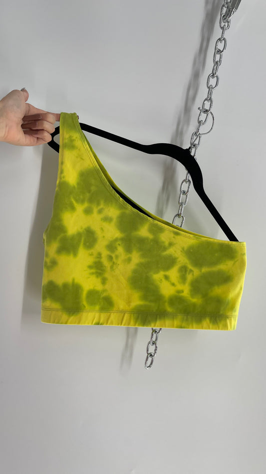 Urban Outfitters One Shoulder Lemon Lime Top (Large)