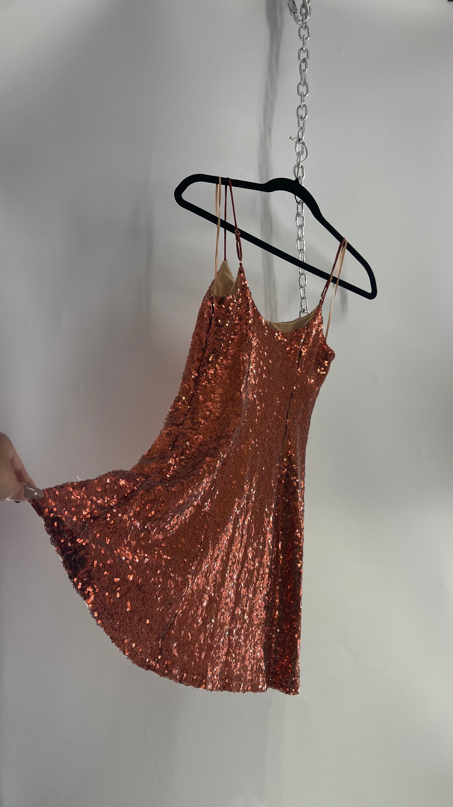 Urban Outfitters Bronze Sequin Slip (Small)