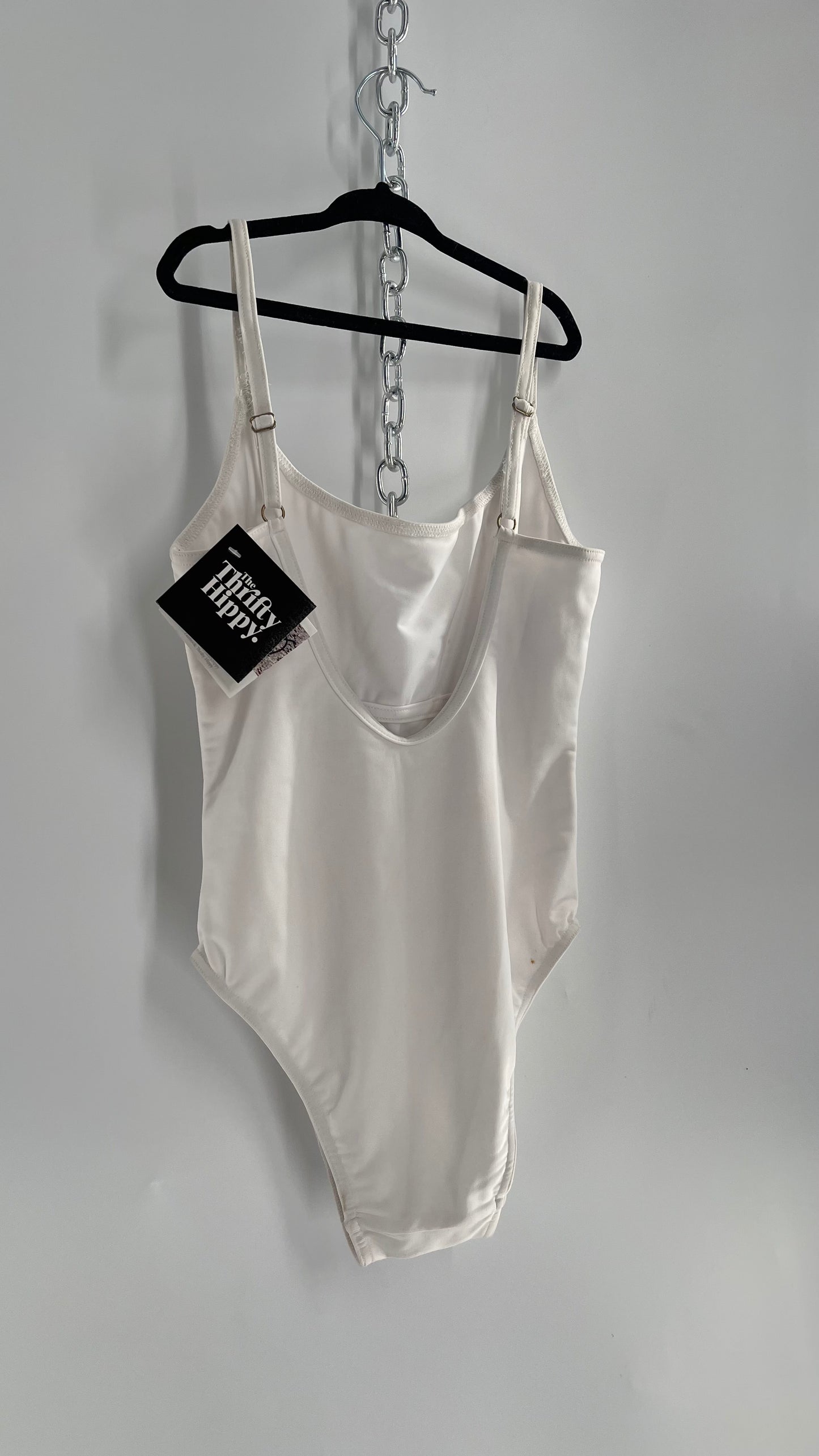 Bannerday White Bathing Suit with Black “Summer” Embroidery (Small)