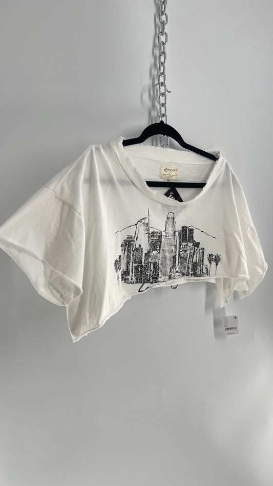 Free People X Vintage Souls Cropped Distressed NYC City Scape T (XS)