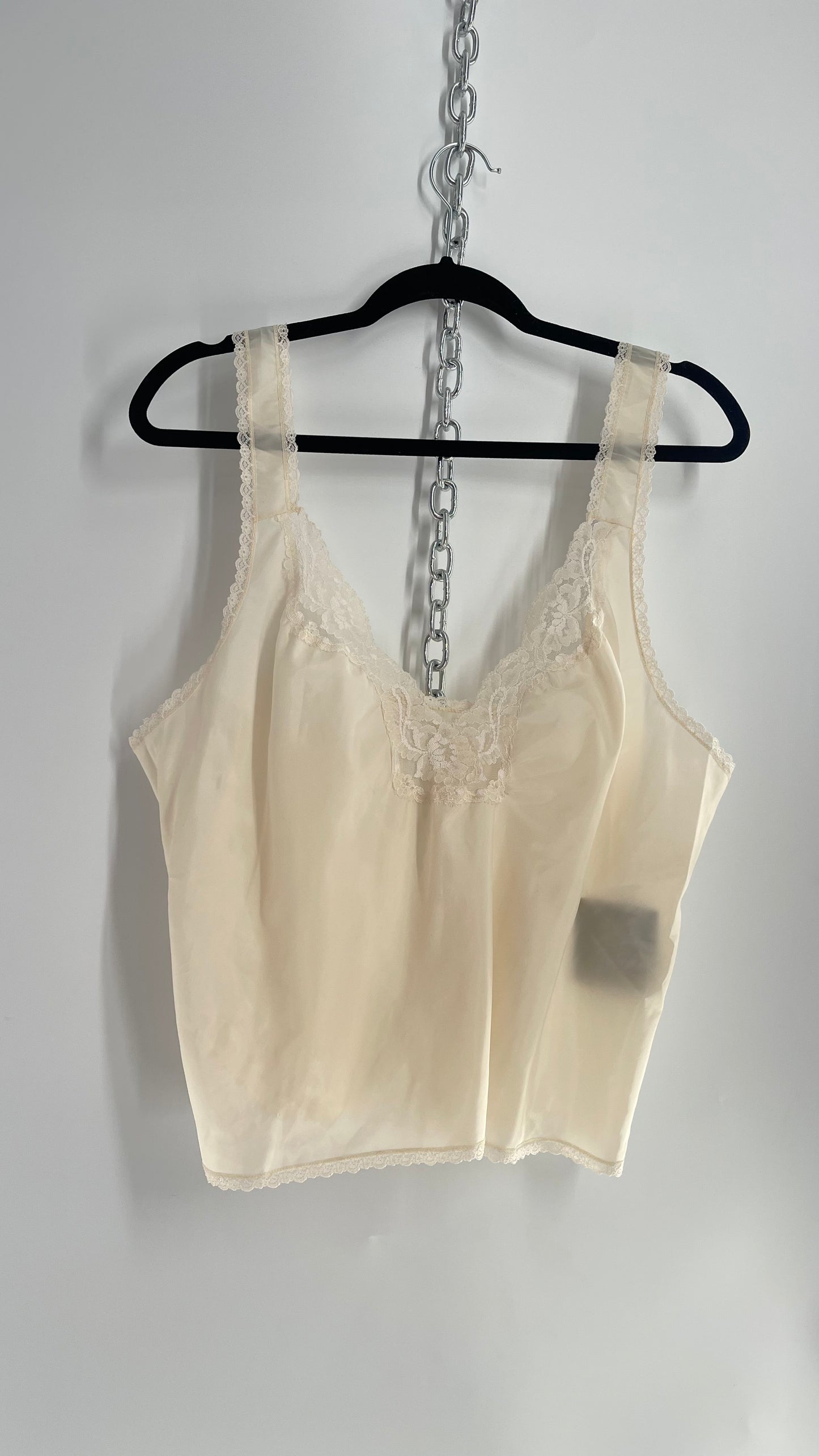 Vintage Lady Barbizon Waist Crop Lace Trim Tank (XL)