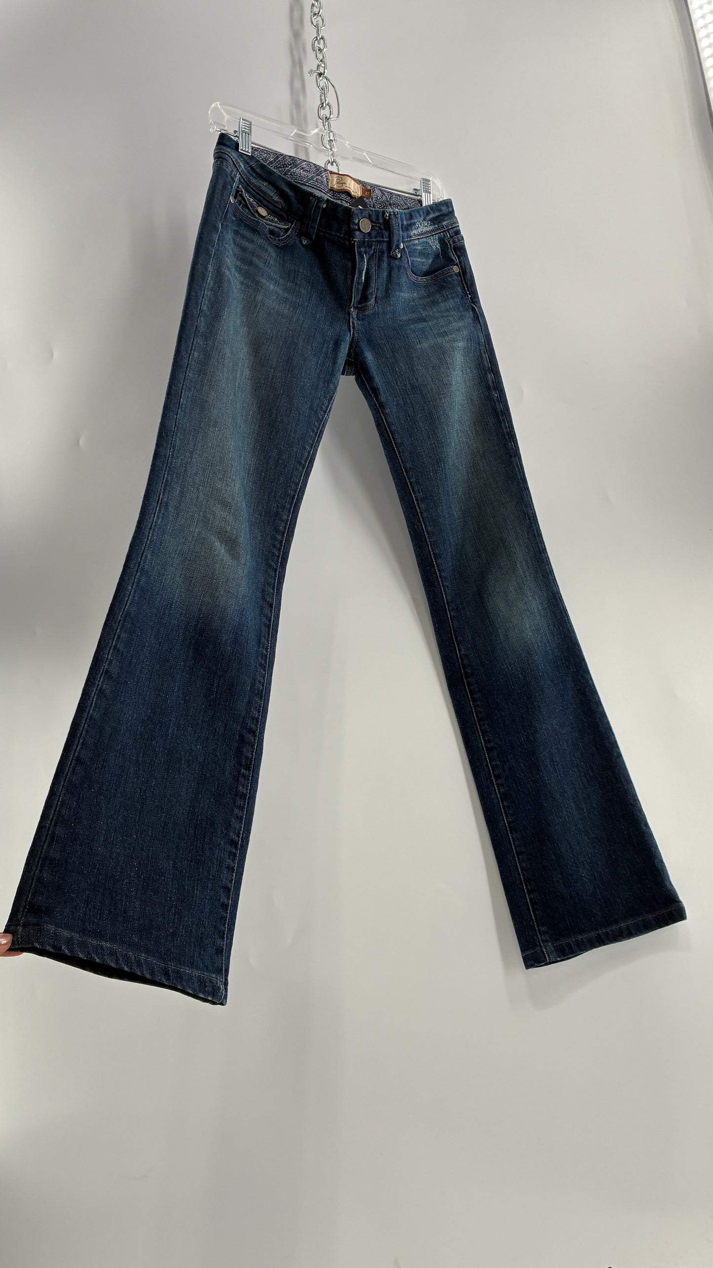 Vintage PAIGE Kick Flare Jeans with Embroidered Pockets (27)