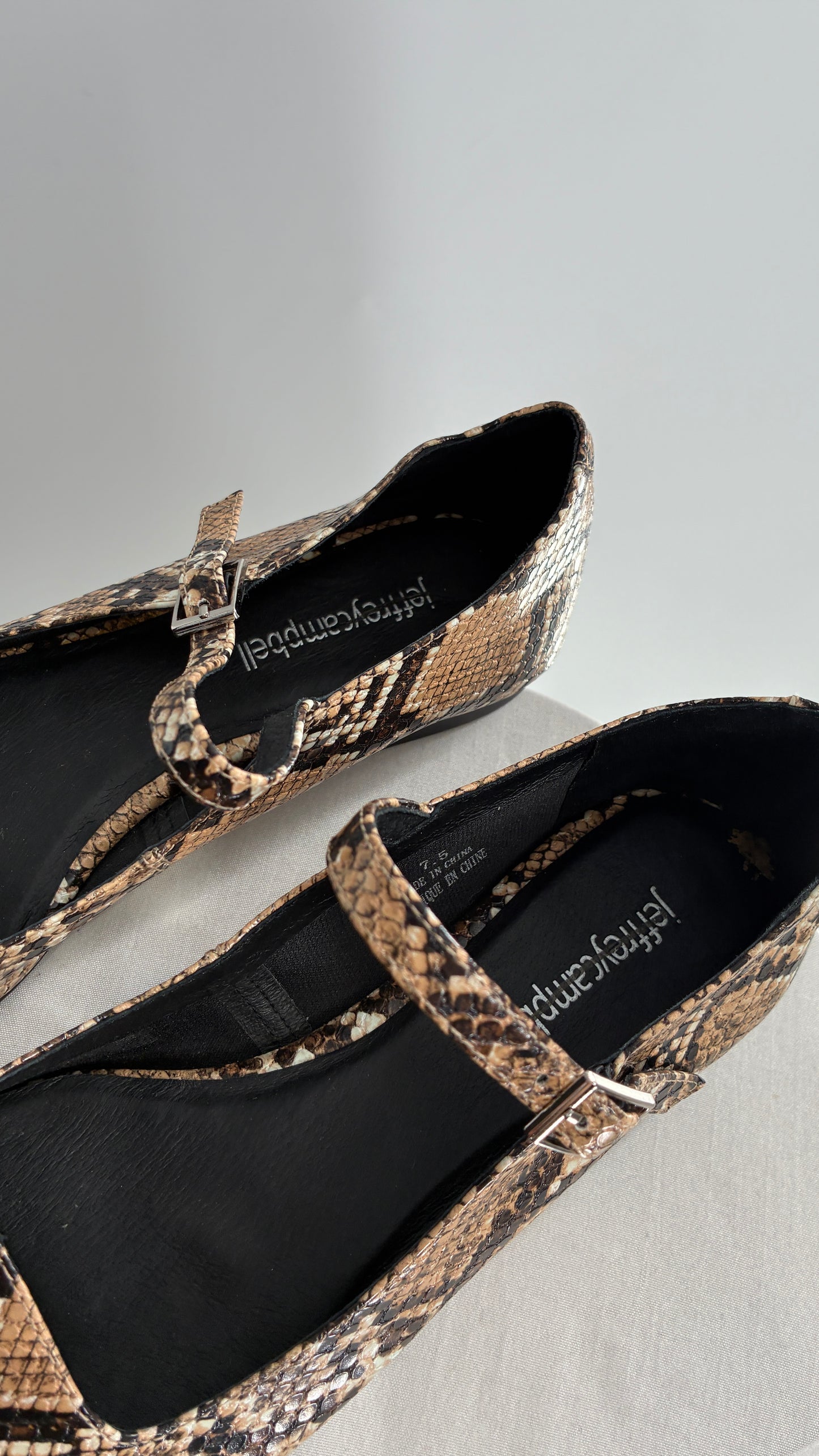 Jeffrey Campbell Snakeskin MaryJane Ballet Flats (7.5)