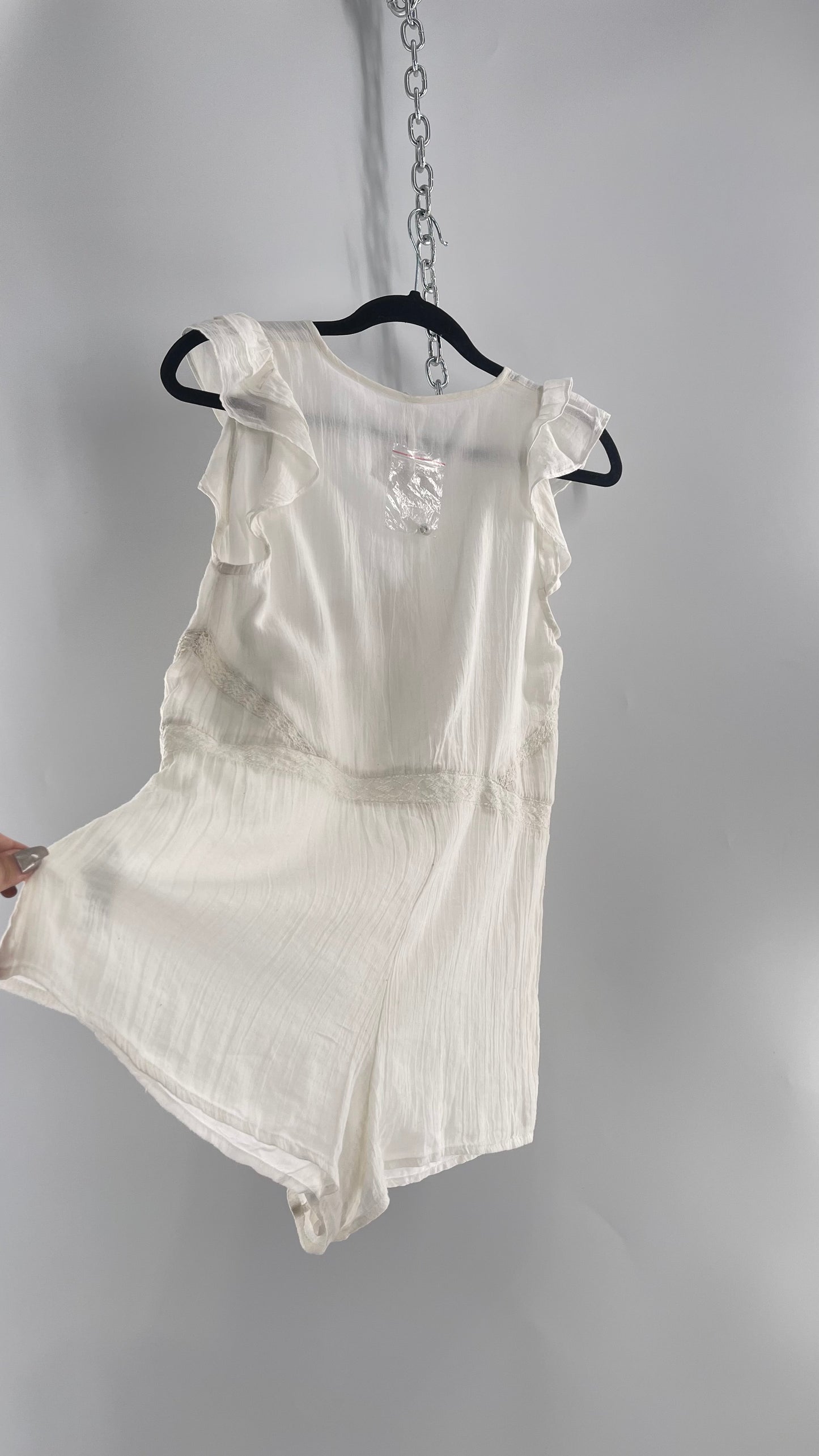 Urban Outfitters White 100% Cotton Jumpsuit and 100% Modal Lining (Small)