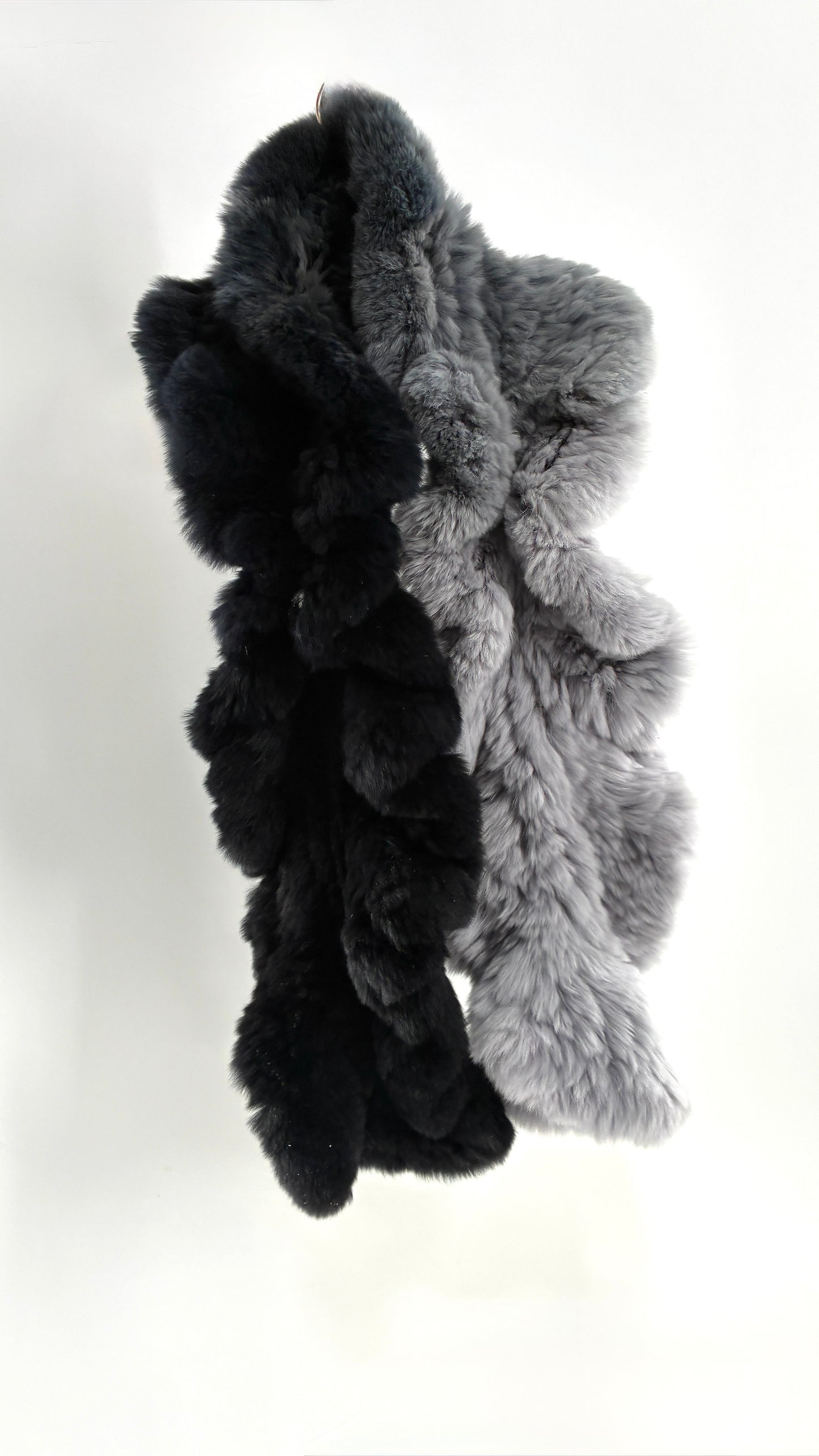 Vintage LINDA RICHARDS LUXURY Genuine Rabbit Fur Gradient Gray to Black Scarf