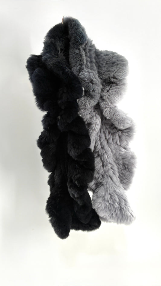 Vintage LINDA RICHARDS LUXURY Genuine Rabbit Fur Gradient Gray to Black Scarf