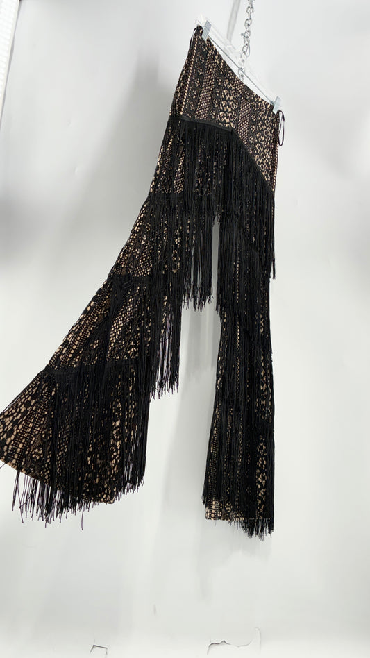 BANJUL Lace Kickflares Covered in Layers of Fringe (Small)