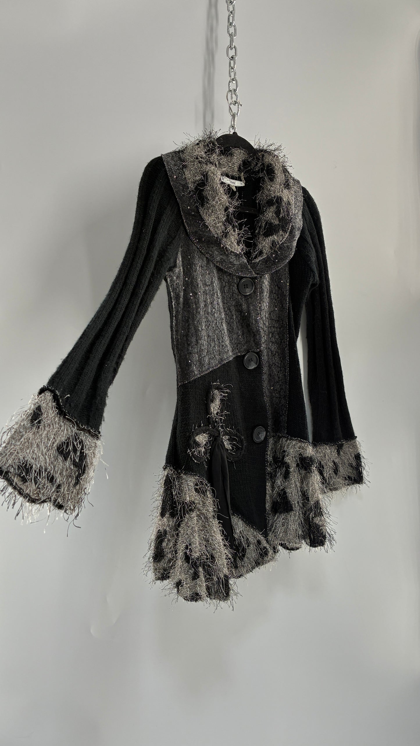 Vintage S|I|O|N|I Black, Grey Cardigan (Small)