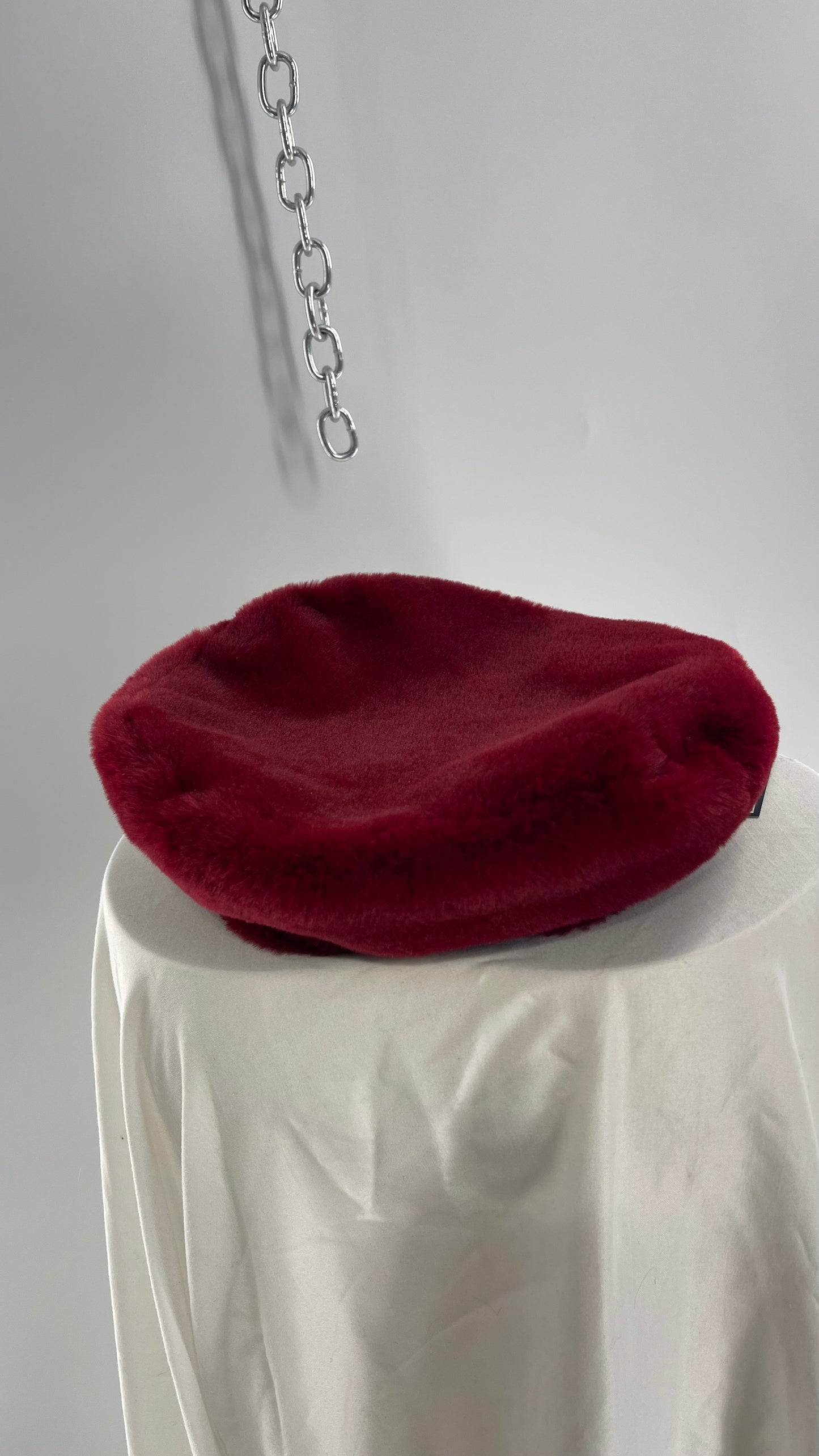 Cherry Red Fuzzy Beret