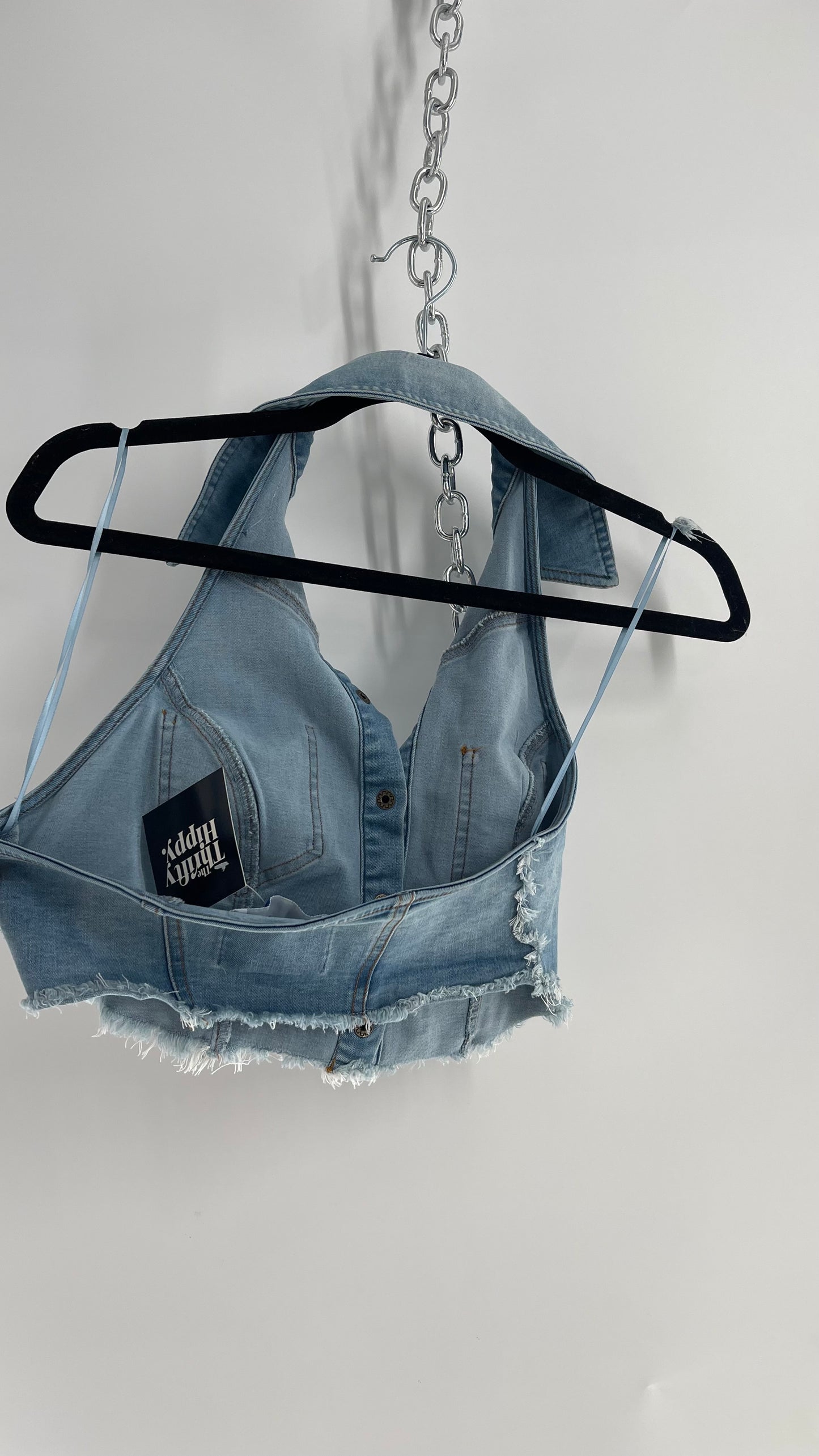 Urban Outiftters Vintage Style Reworked Light Wash Denim Vest (Small)