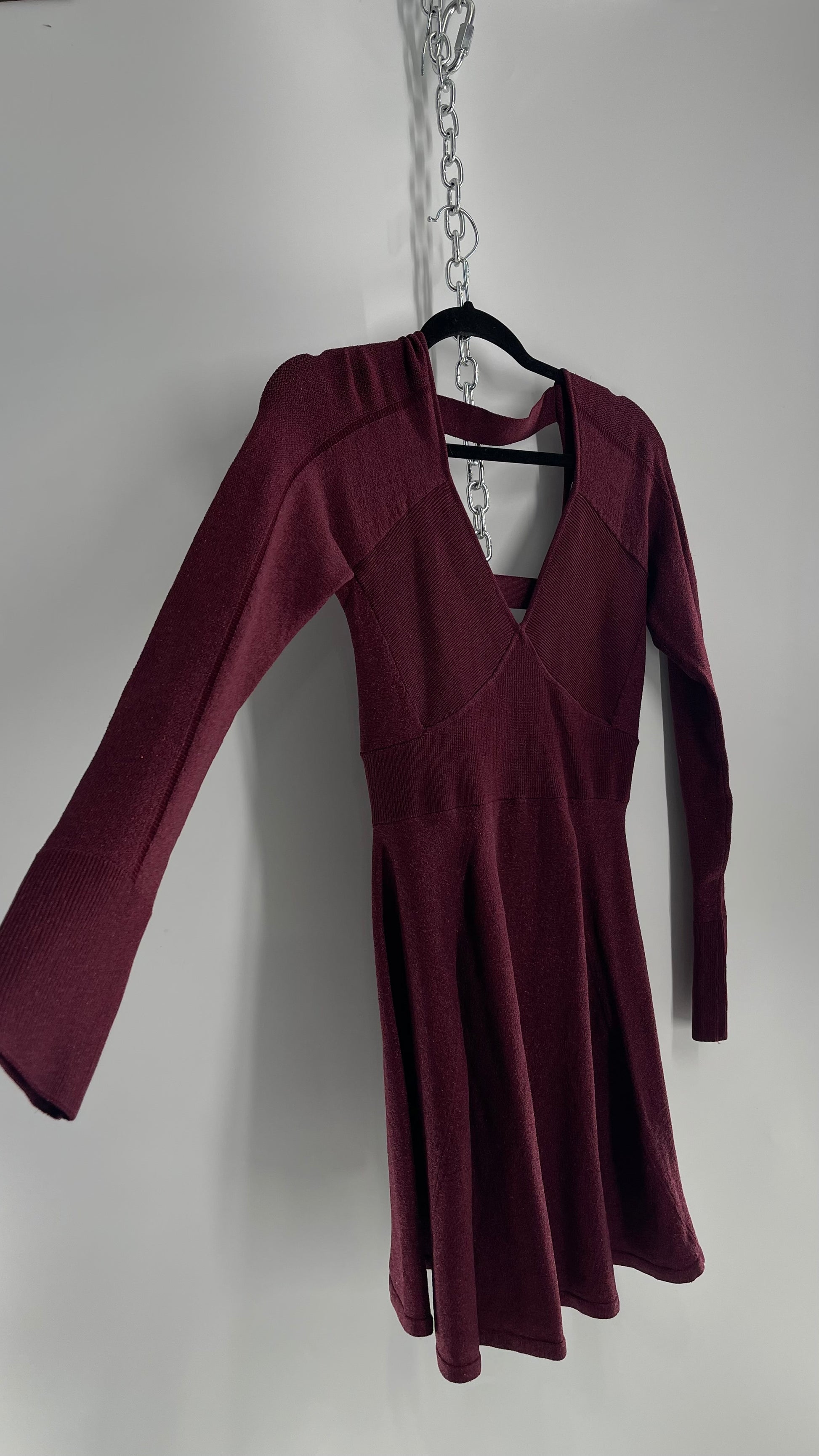 Free People Plum Tinsel Sparkle Long Sleeve Knit Mini Dress (Small) The Thrifty Hippy Free People Plum Tinsel Sparkle Long Sleeve Knit Mini Dress (Small) The Thrifty Hippy